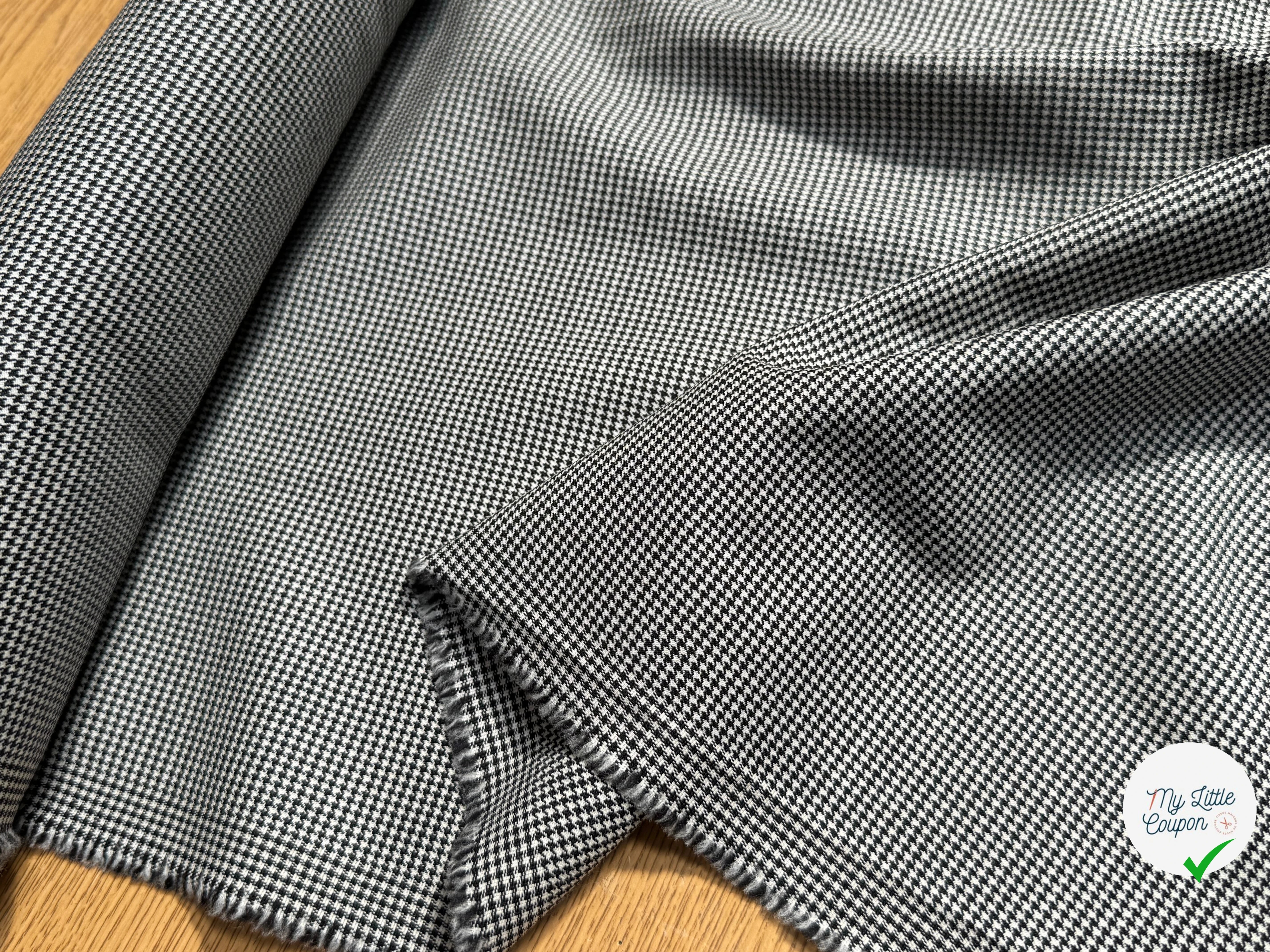 DRAPERIE DE LAINE STRETCH PIED DE POULE BLANC NOIR - My Little Coupon