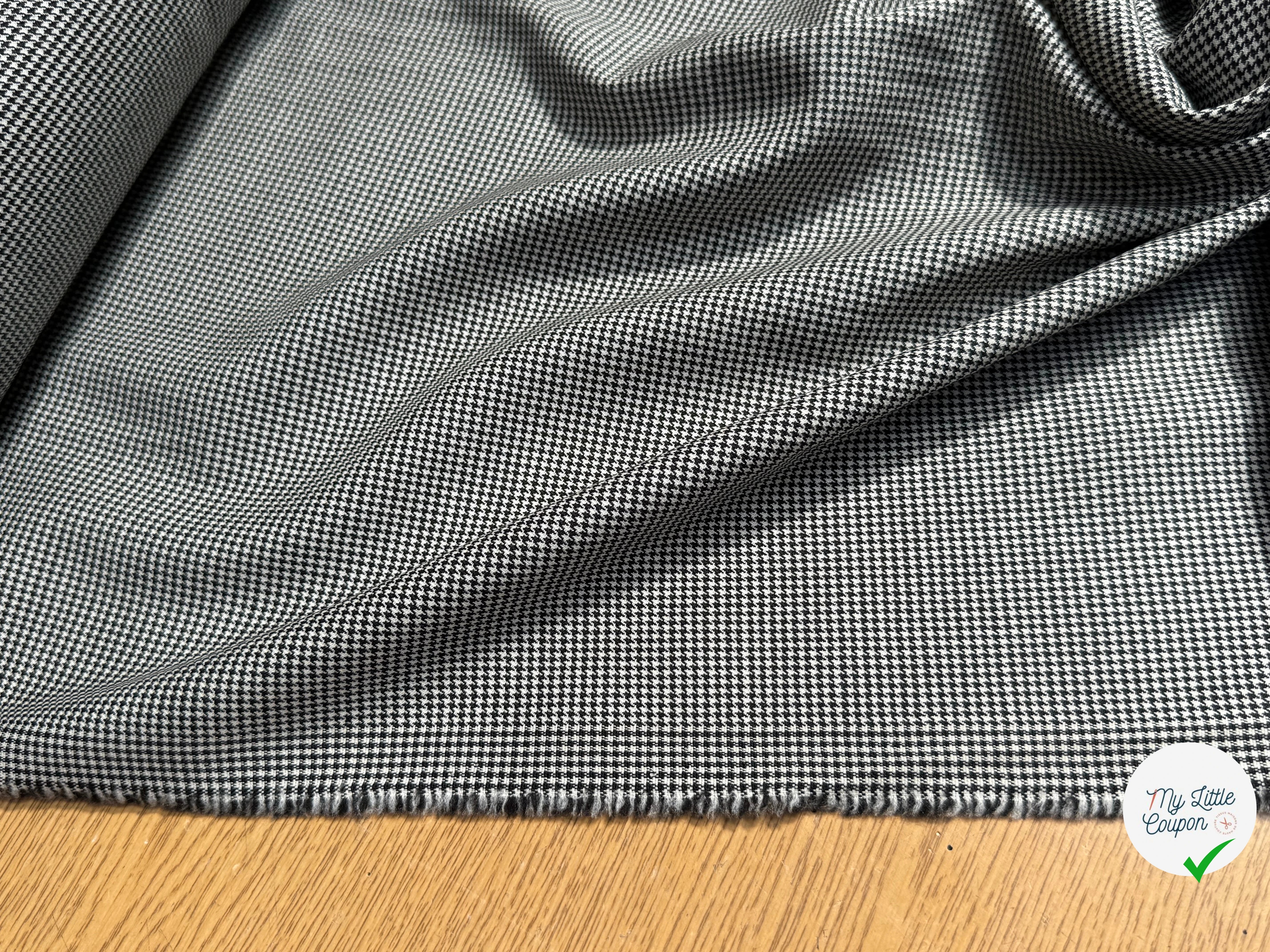 DRAPERIE DE LAINE STRETCH PIED DE POULE BLANC NOIR - My Little Coupon