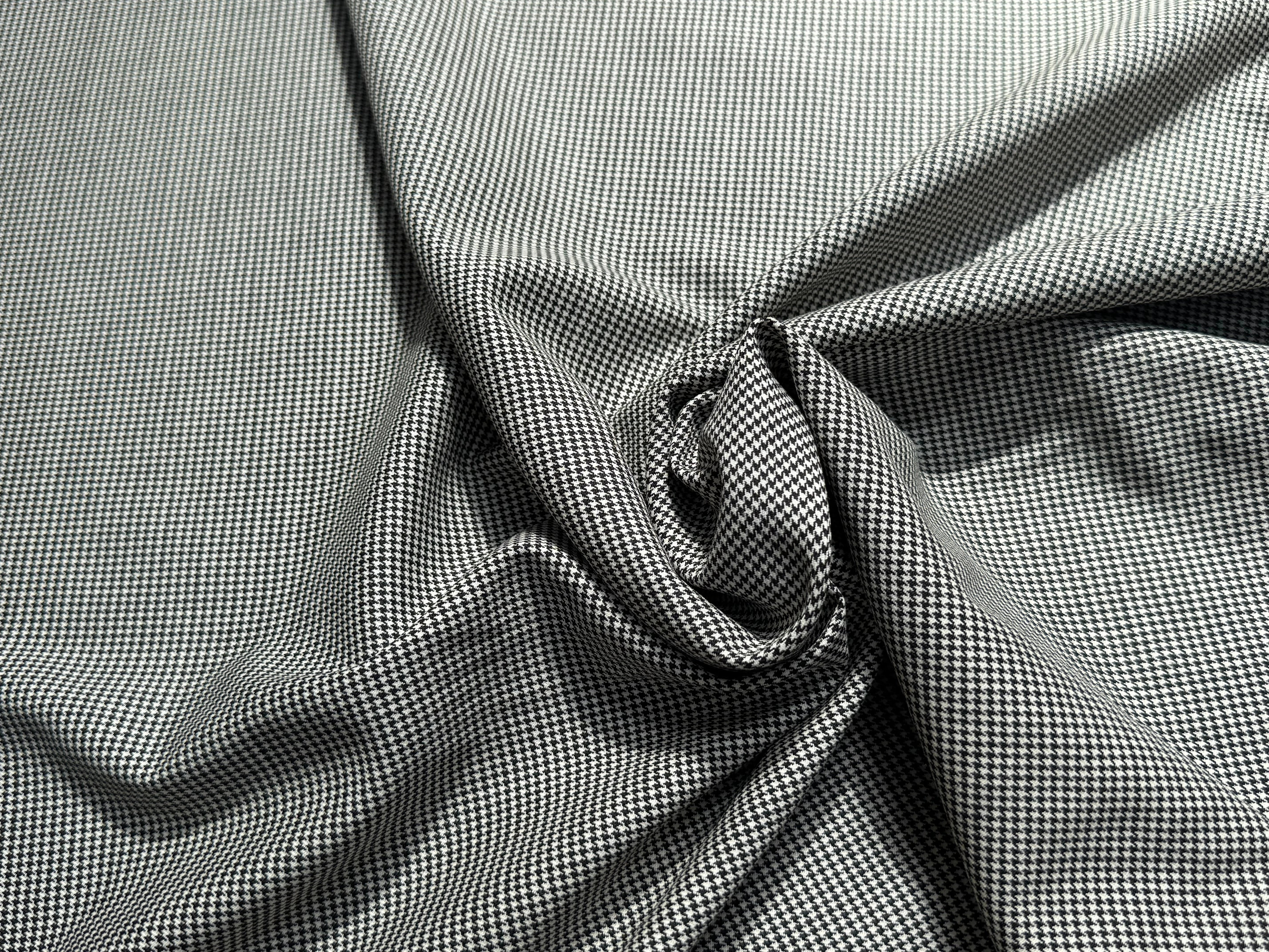 DRAPERIE DE LAINE STRETCH PIED DE POULE BLANC NOIR - My Little Coupon