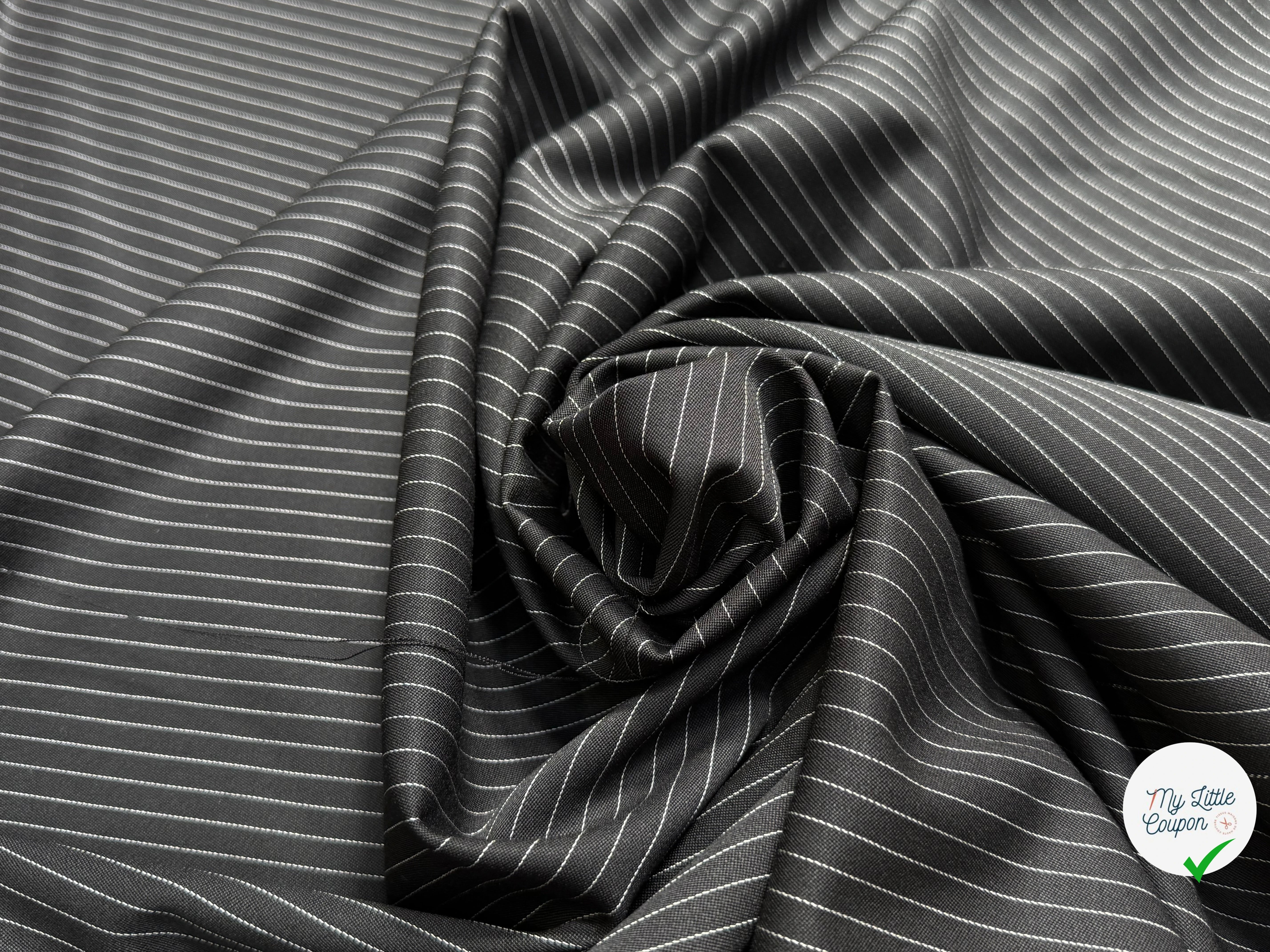 DRAPERIE DE LAINE STRETCH RAYURES TENNIS NOIR - My Little Coupon