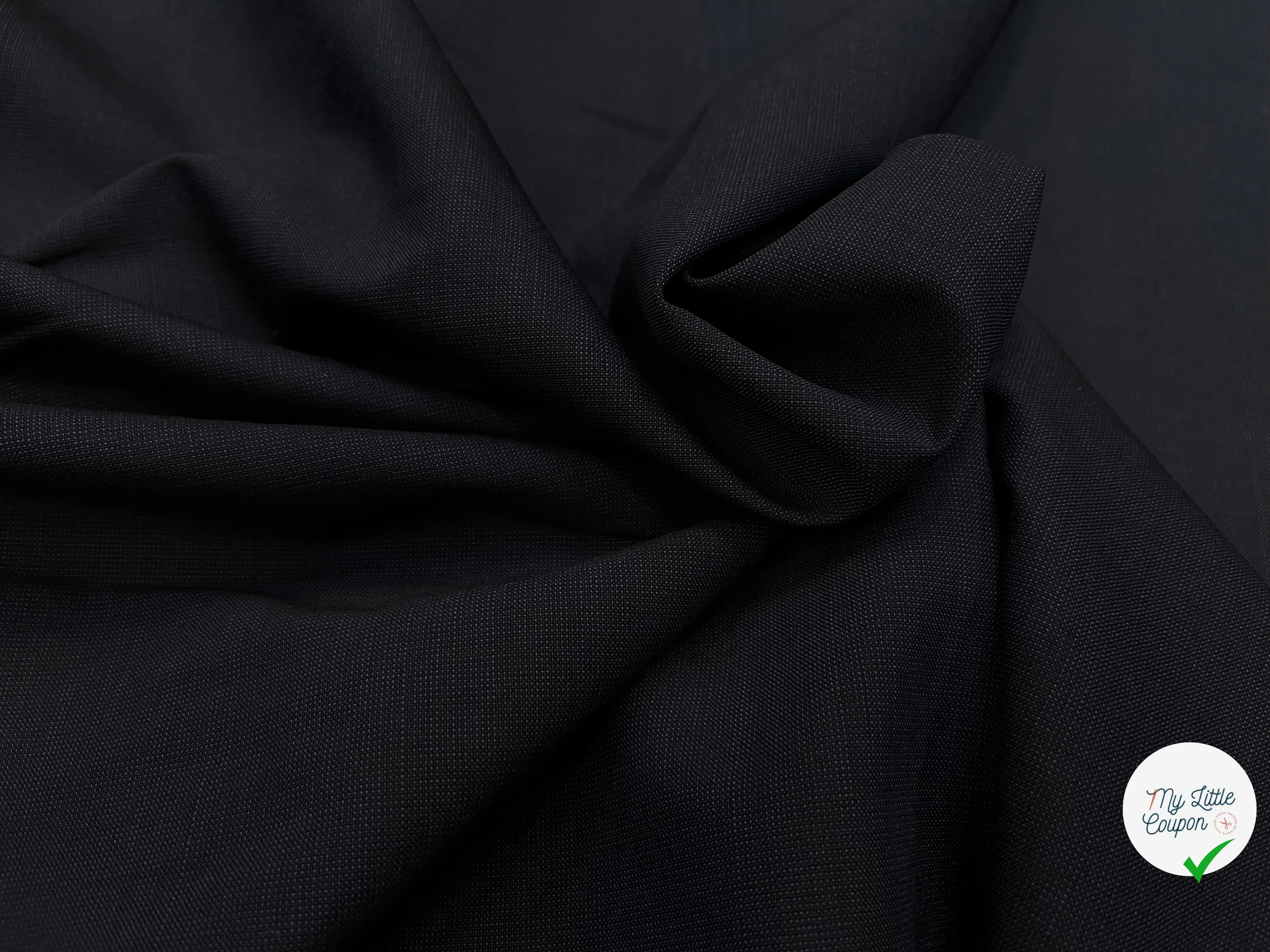 DRAPERIE DE LAINE SUPERBE BLEU NUIT D'ÉTÉ DEPERLANTE FIL ROUGE SUR UNE LISIÈRE - My Little Coupon