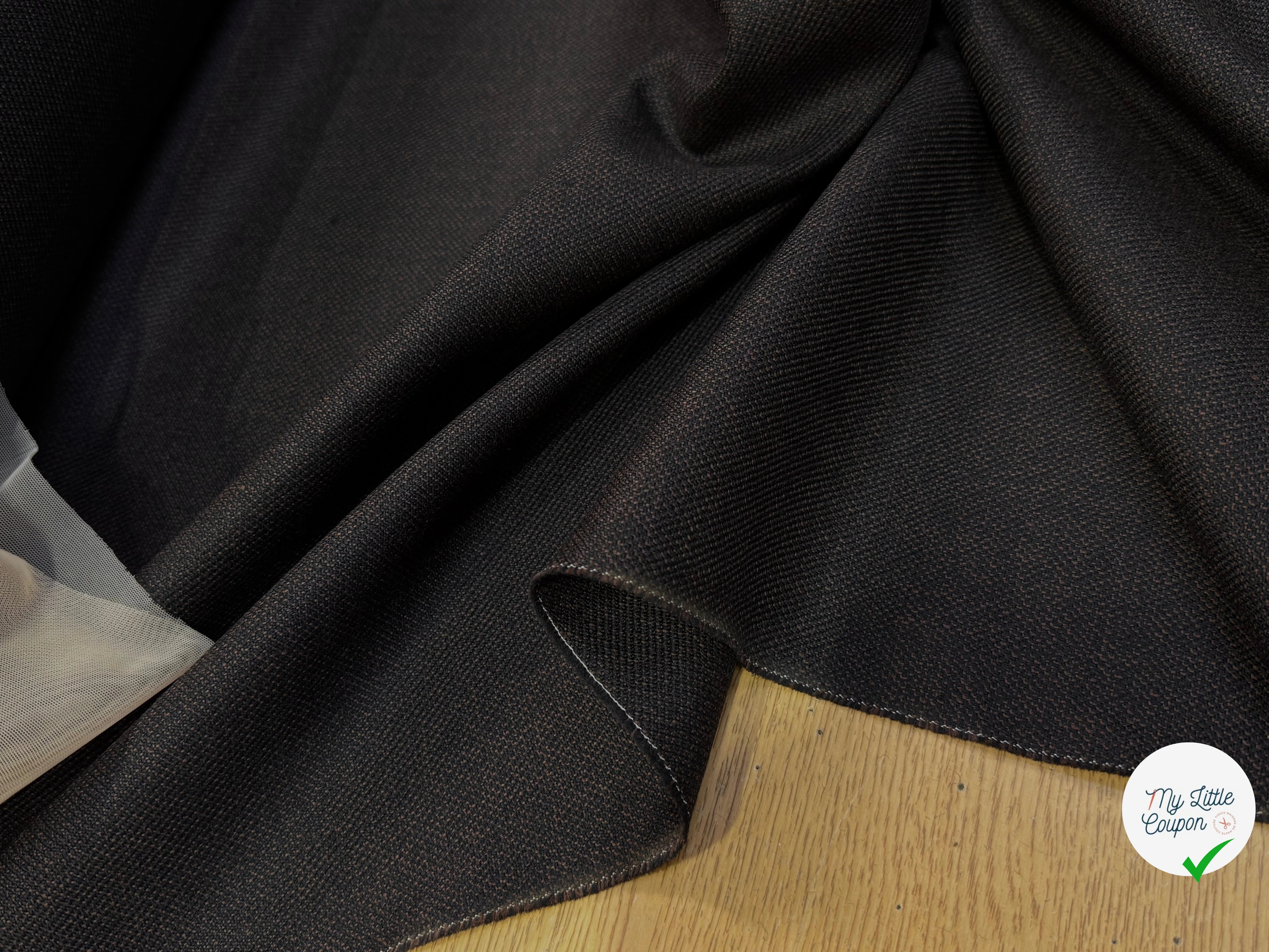 DRAPERIE DE LAINE TENUE LOURDE MARON NOIR - My Little Coupon