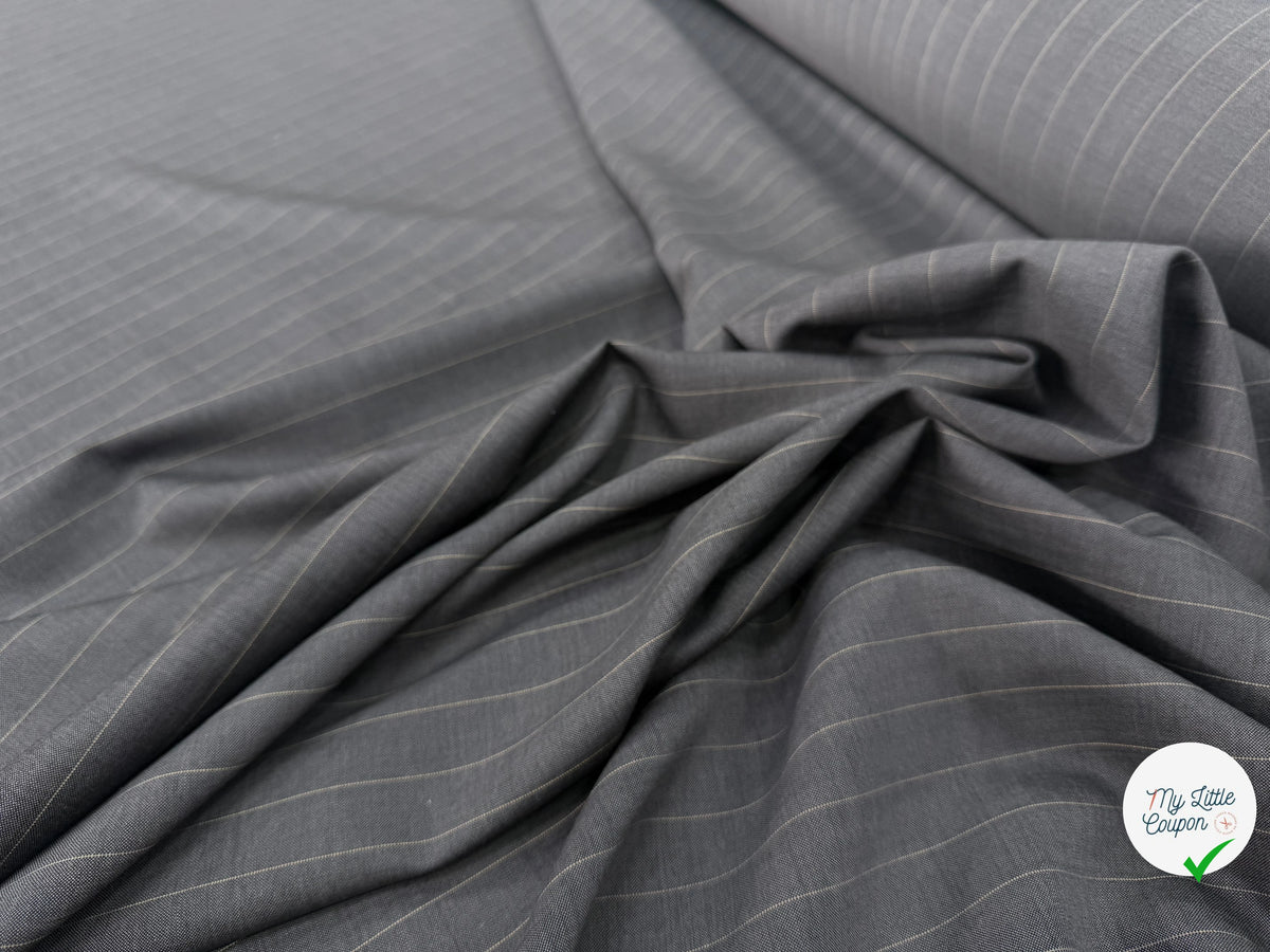 DRAPERIE DE LAINE VIERGE GRIS ANTHRACITE FINES RAYURES JAUNES MADE IN ITALY - My Little Coupon