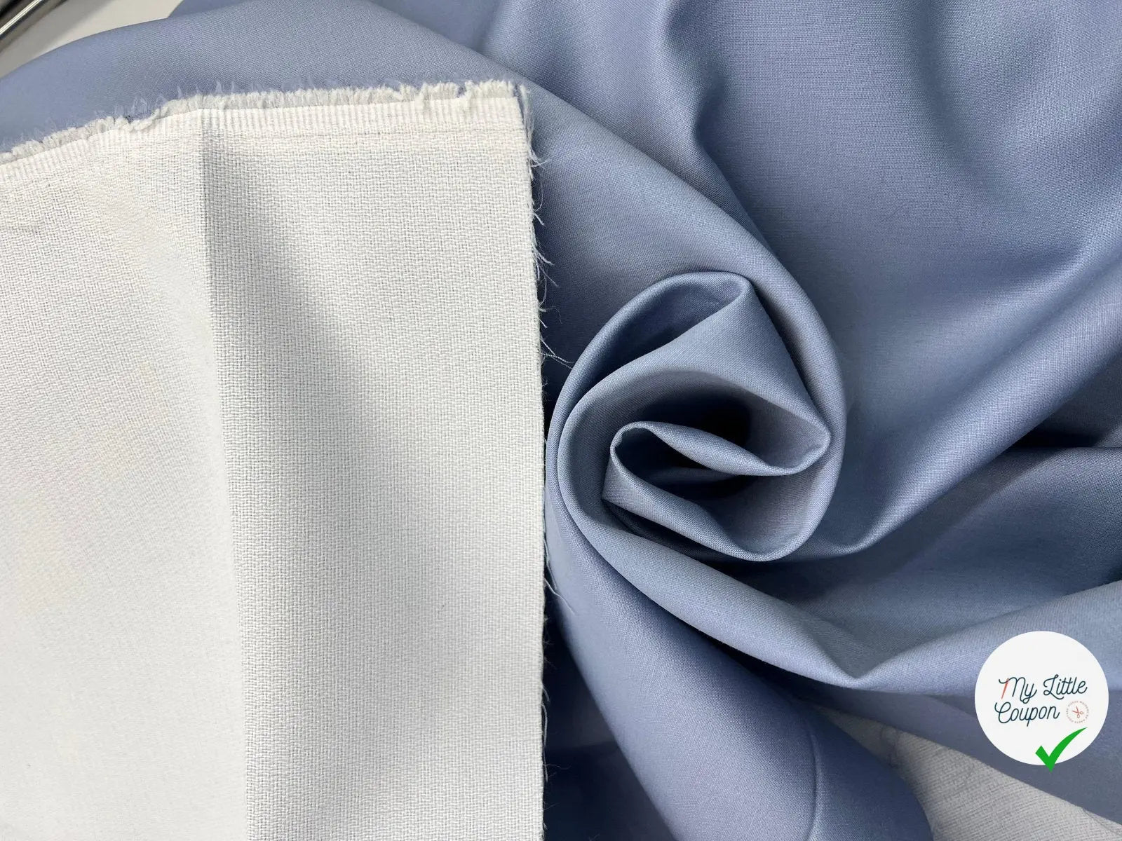 DRAPERIE DEJA THERMOCOLLÉE GRIS BLEUTÉ 94% LAINE VIERGE - coupon de 3 mètres - My Little Coupon - tissu - coudre