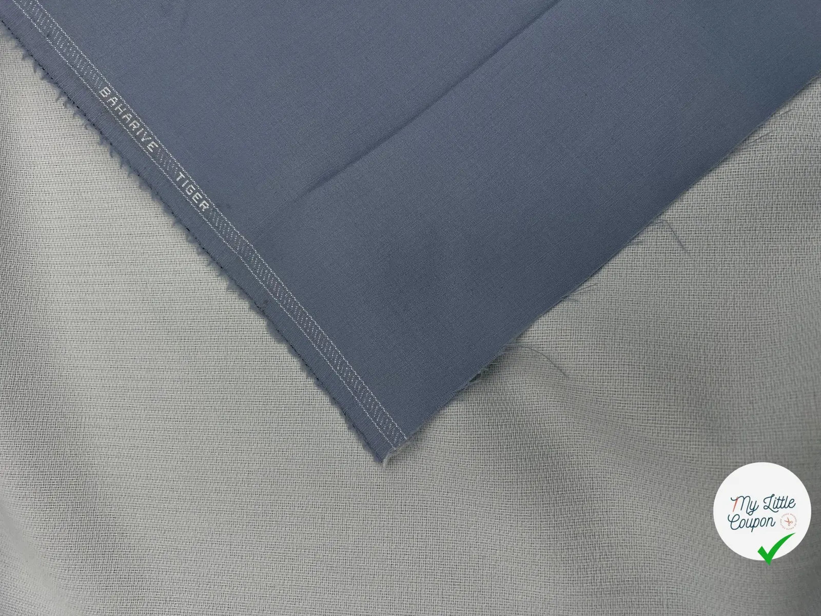 DRAPERIE DEJA THERMOCOLLÉE GRIS BLEUTÉ 94% LAINE VIERGE - coupon de 3 mètres - My Little Coupon - tissu - coudre