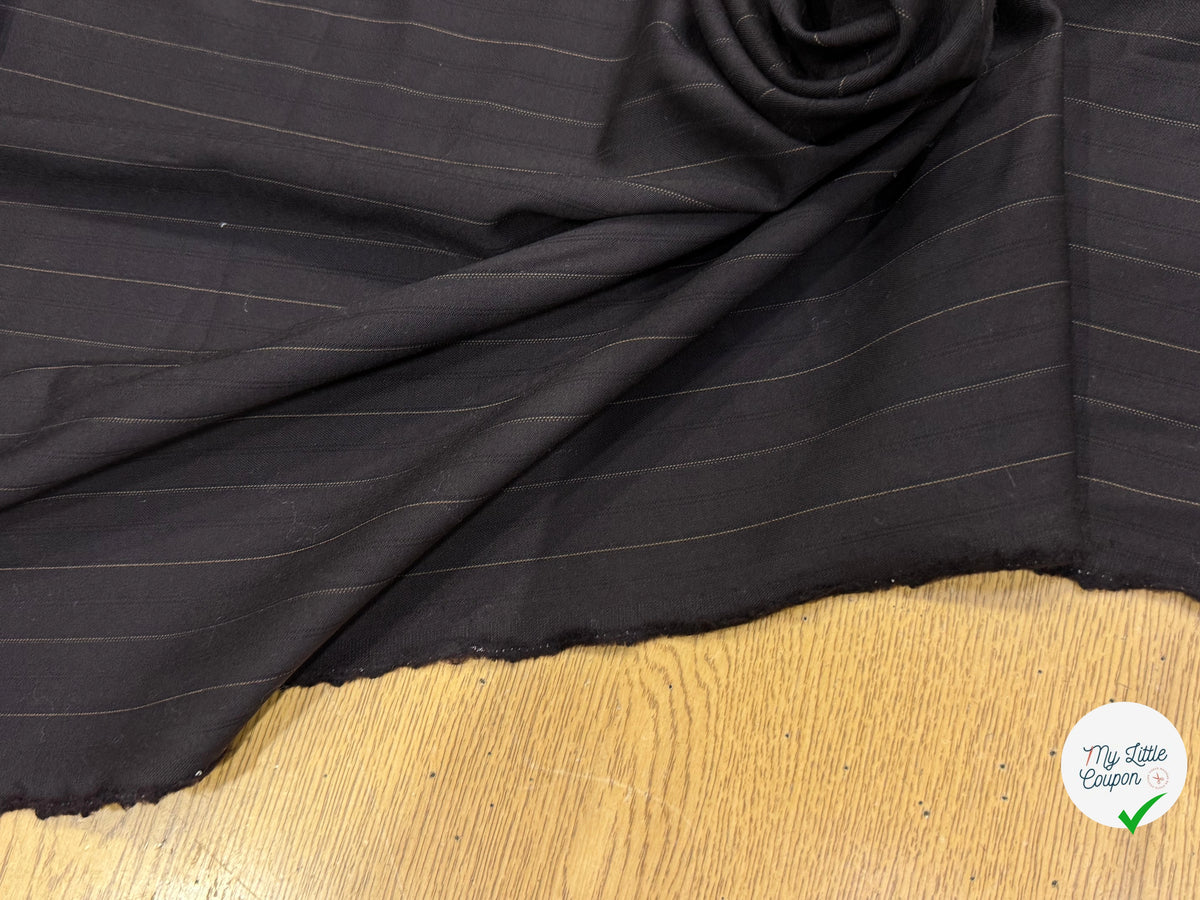 DRAPERIE ÉLÉGANTE NOIRE À FINES RAYURES LAINE STRETCH - My Little Coupon