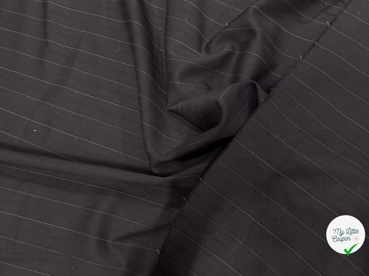 DRAPERIE ÉLÉGANTE NOIRE À FINES RAYURES LAINE STRETCH - My Little Coupon