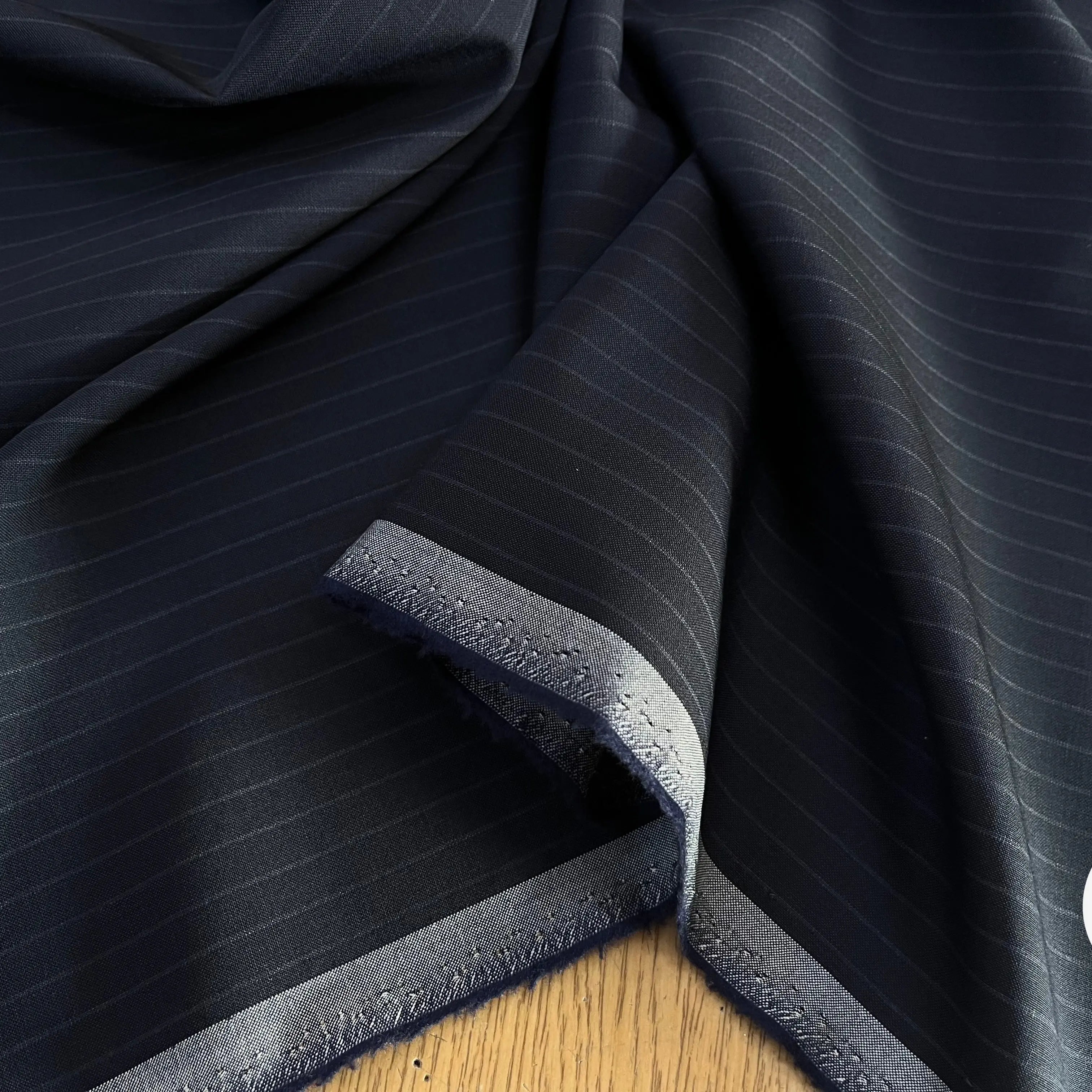 DRAPERIE LAINE FINES RAYURES BLEU MARINE STRETCH DEPERLANTE - My Little Coupon