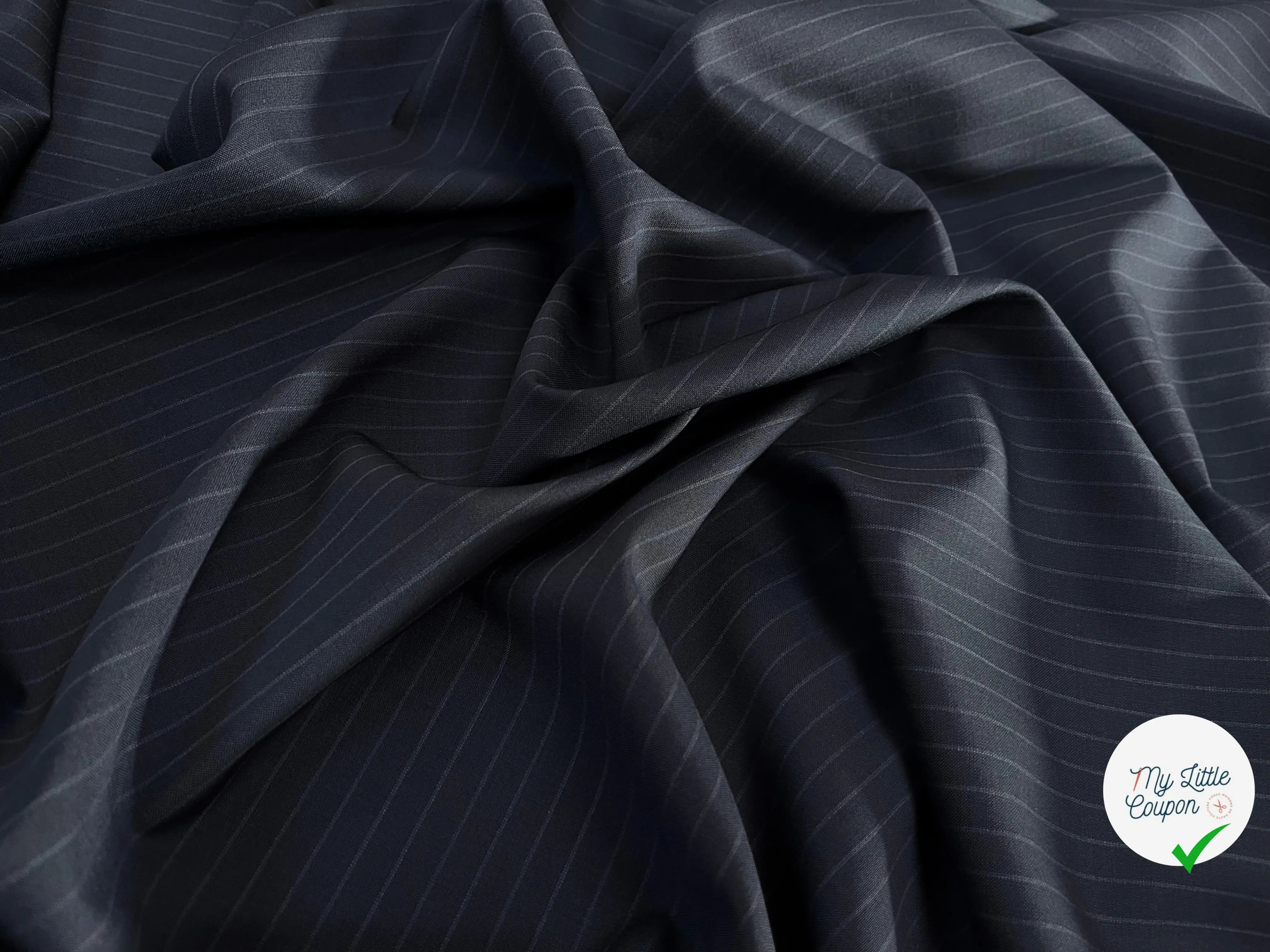 DRAPERIE LAINE FINES RAYURES BLEU MARINE STRETCH DEPERLANTE - My Little Coupon
