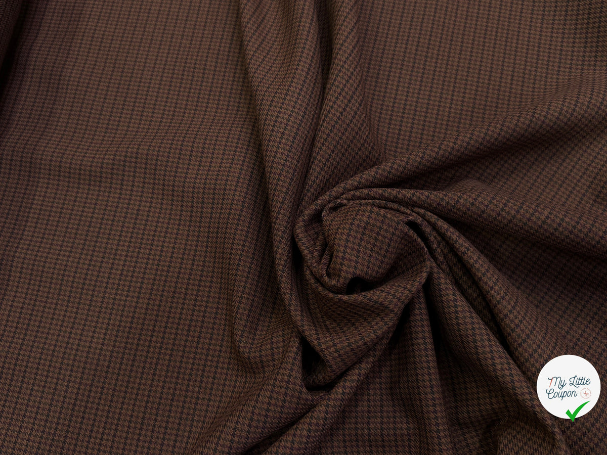 DRAPERIE LOURDE MINI PIED-DE-POULE MULTICOLORE FOND CHOCOLAT LÉGÈREMENT STRETCH - My Little Coupon