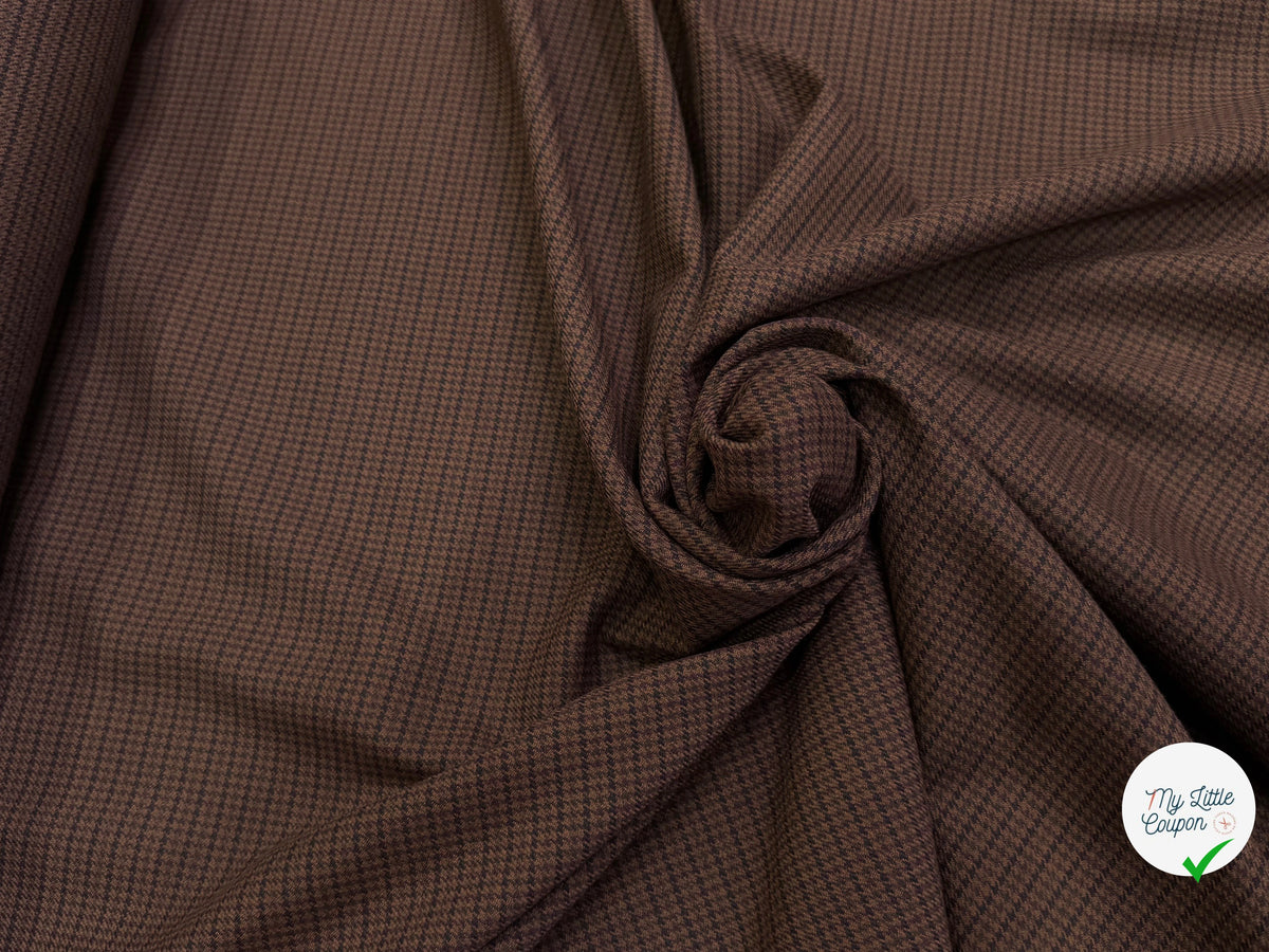 DRAPERIE LOURDE MINI PIED-DE-POULE MULTICOLORE FOND CHOCOLAT LÉGÈREMENT STRETCH - My Little Coupon