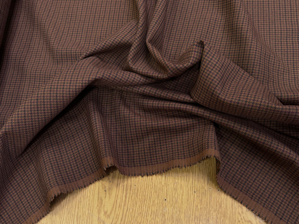 DRAPERIE LOURDE MINI PIED-DE-POULE MULTICOLORE FOND CHOCOLAT LÉGÈREMENT STRETCH - My Little Coupon