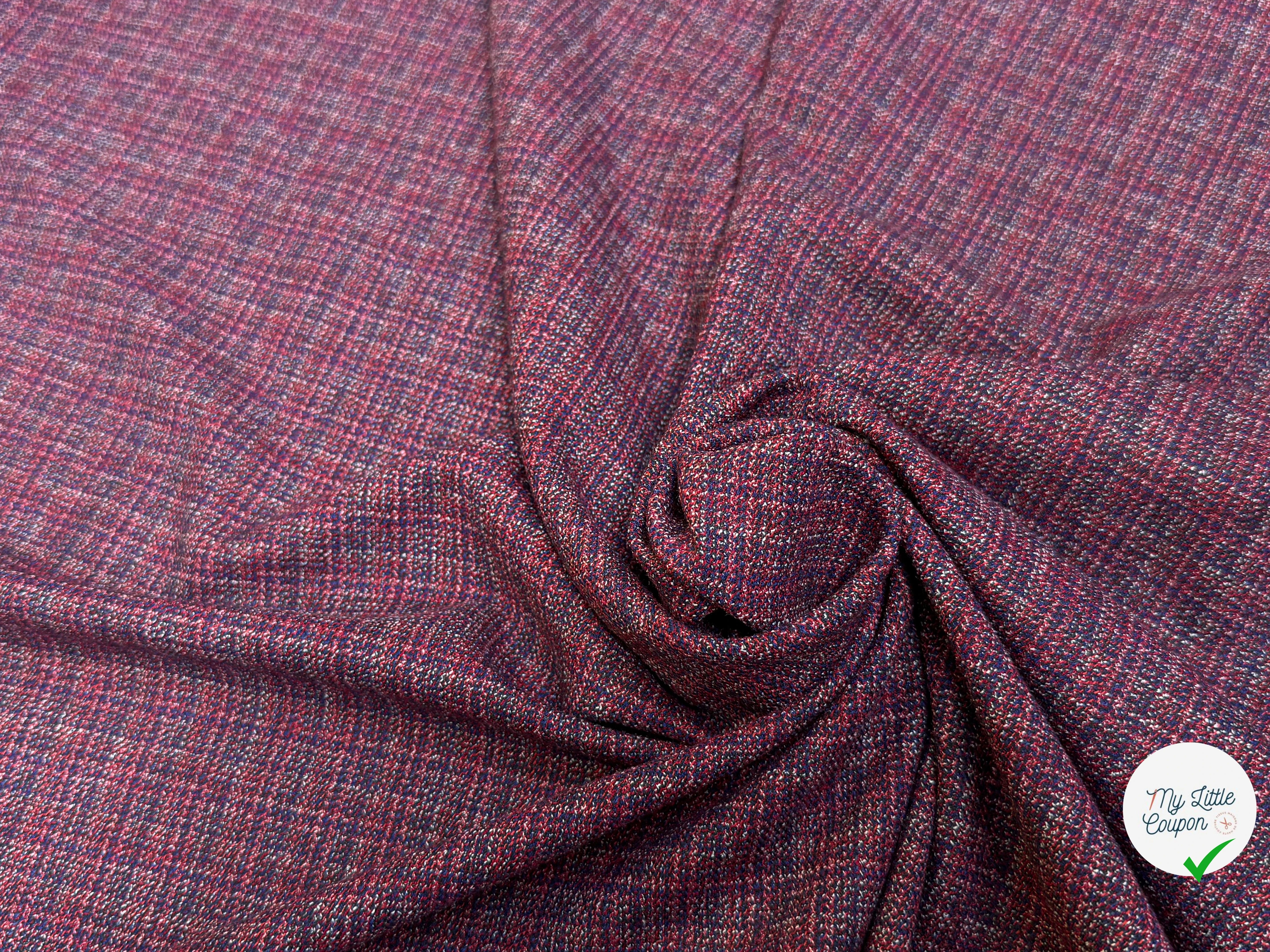 DRAPERIE POLYLAINE STRETCH TENUE ÉLÉGANTE ROUGE MULTICO - My Little Coupon