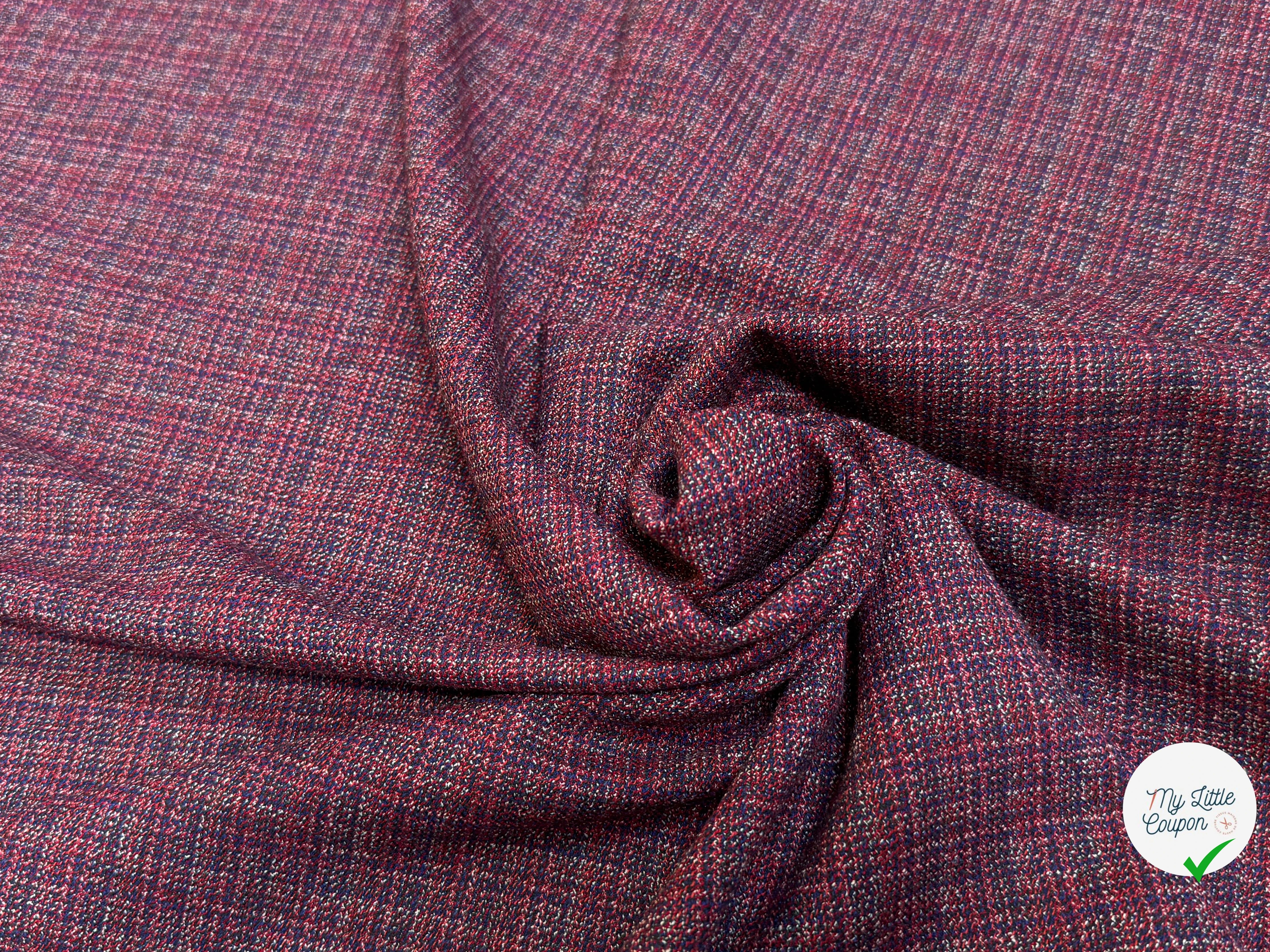 DRAPERIE POLYLAINE STRETCH TENUE ÉLÉGANTE ROUGE MULTICO - My Little Coupon