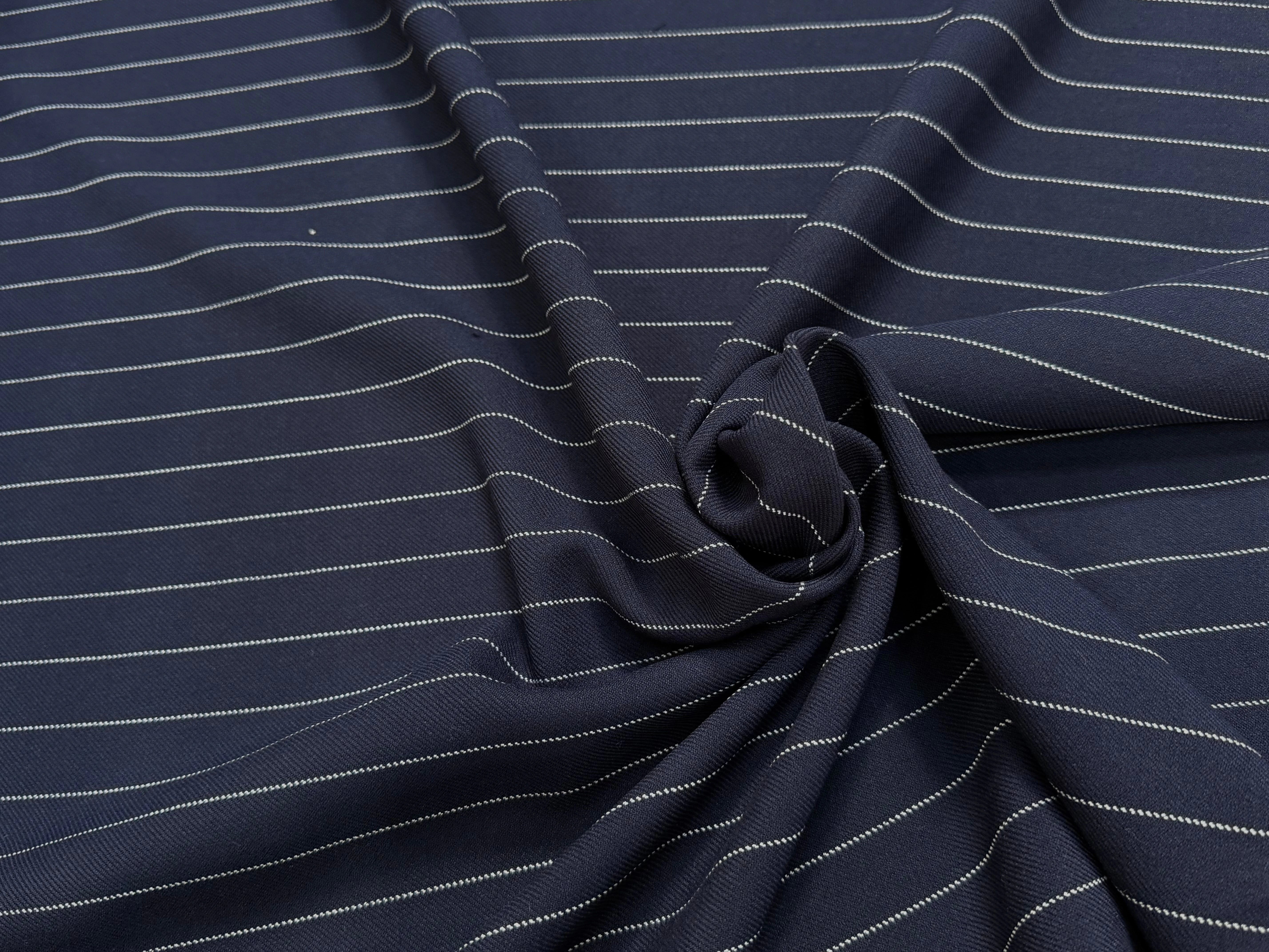 DRAPERIE POLYVISCOSE LOURDE STRETCH MARINE À RAYURES - My Little Coupon