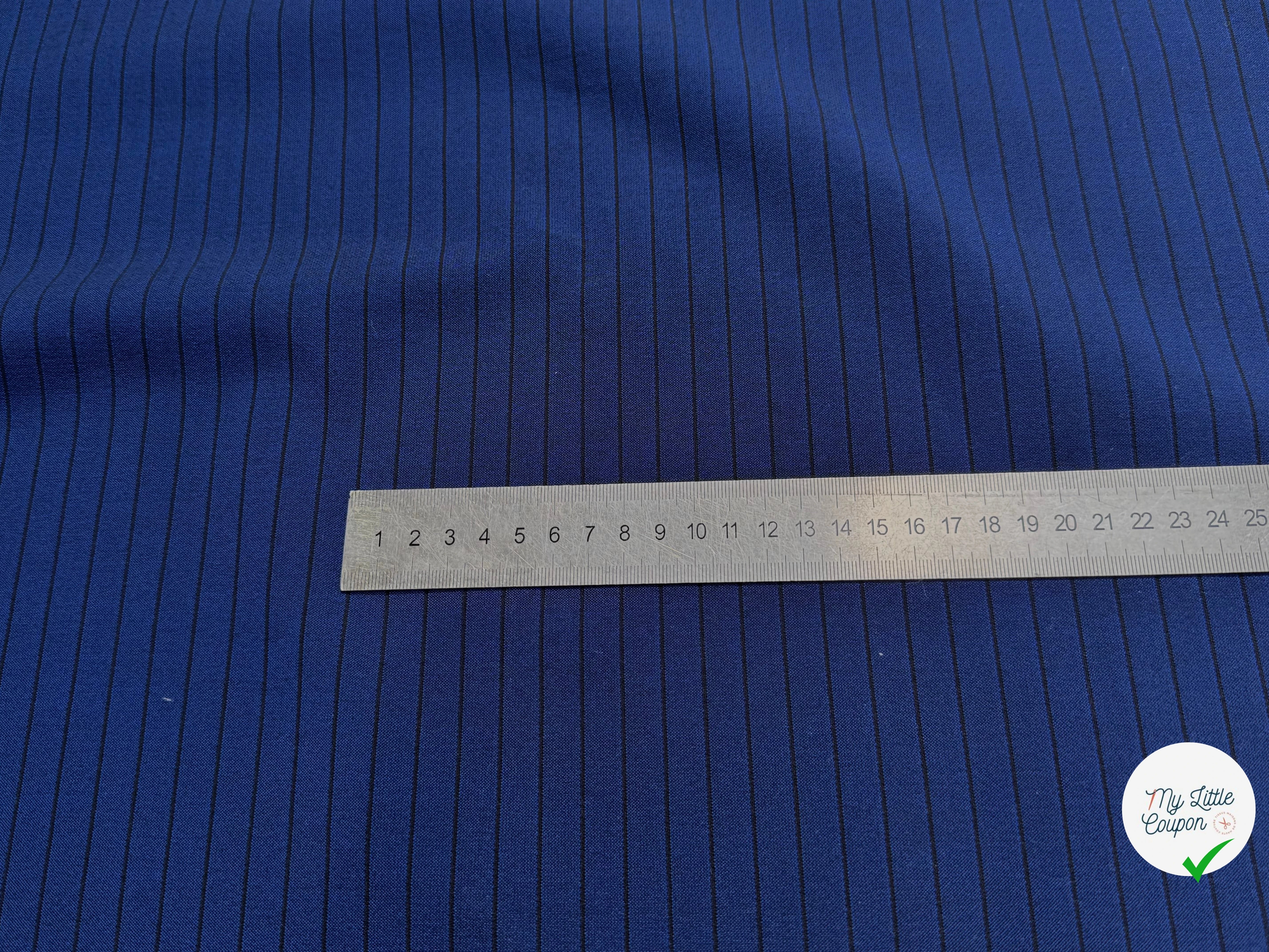 DRAPERIE POLYVISCOSE LOURDE ULTRA STRETCH BLEU À RAYURES CHIC TENUE - My Little Coupon