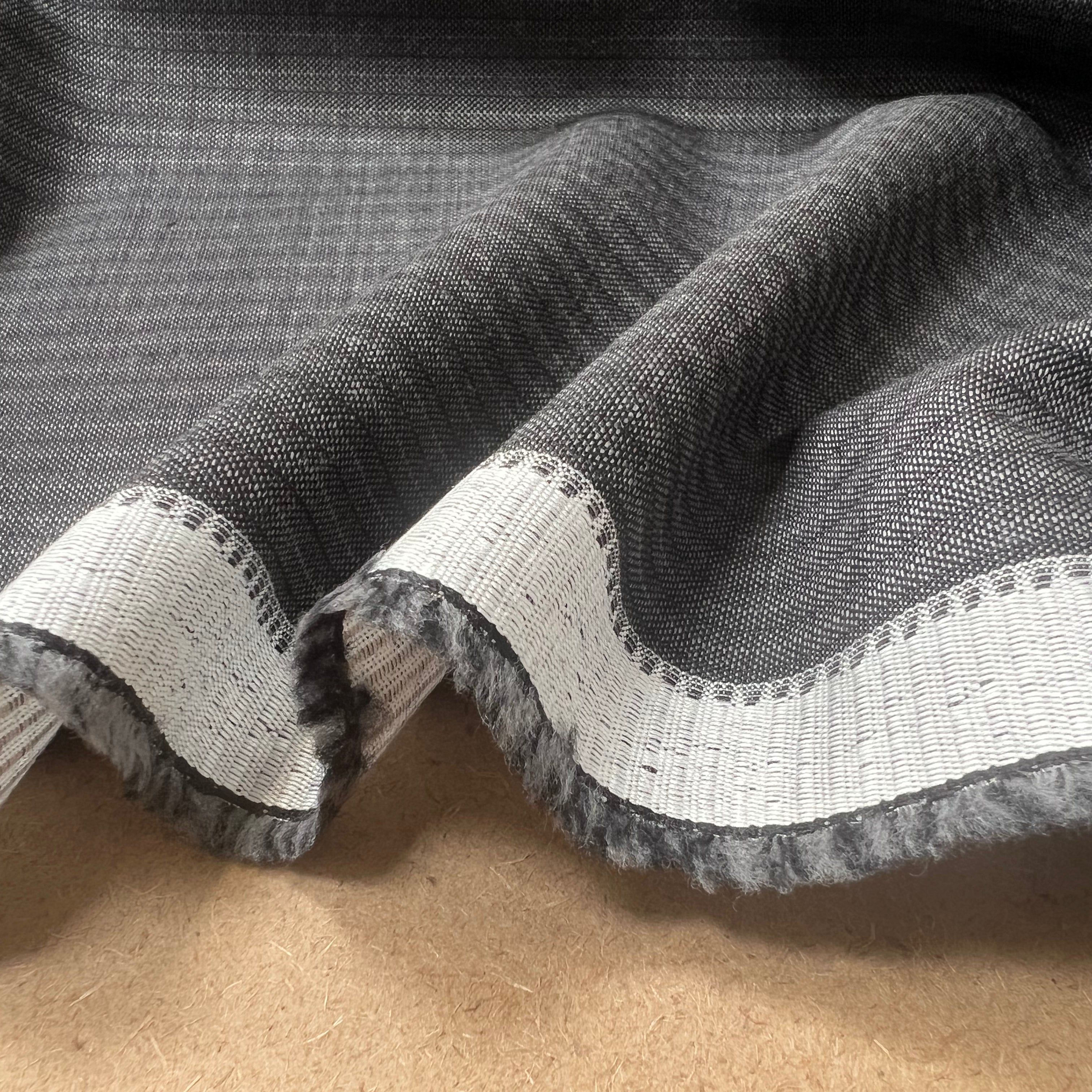 DRAPERIE RAYÉE GRIS ANTHRACITE 100% LAINE - My Little Coupon
