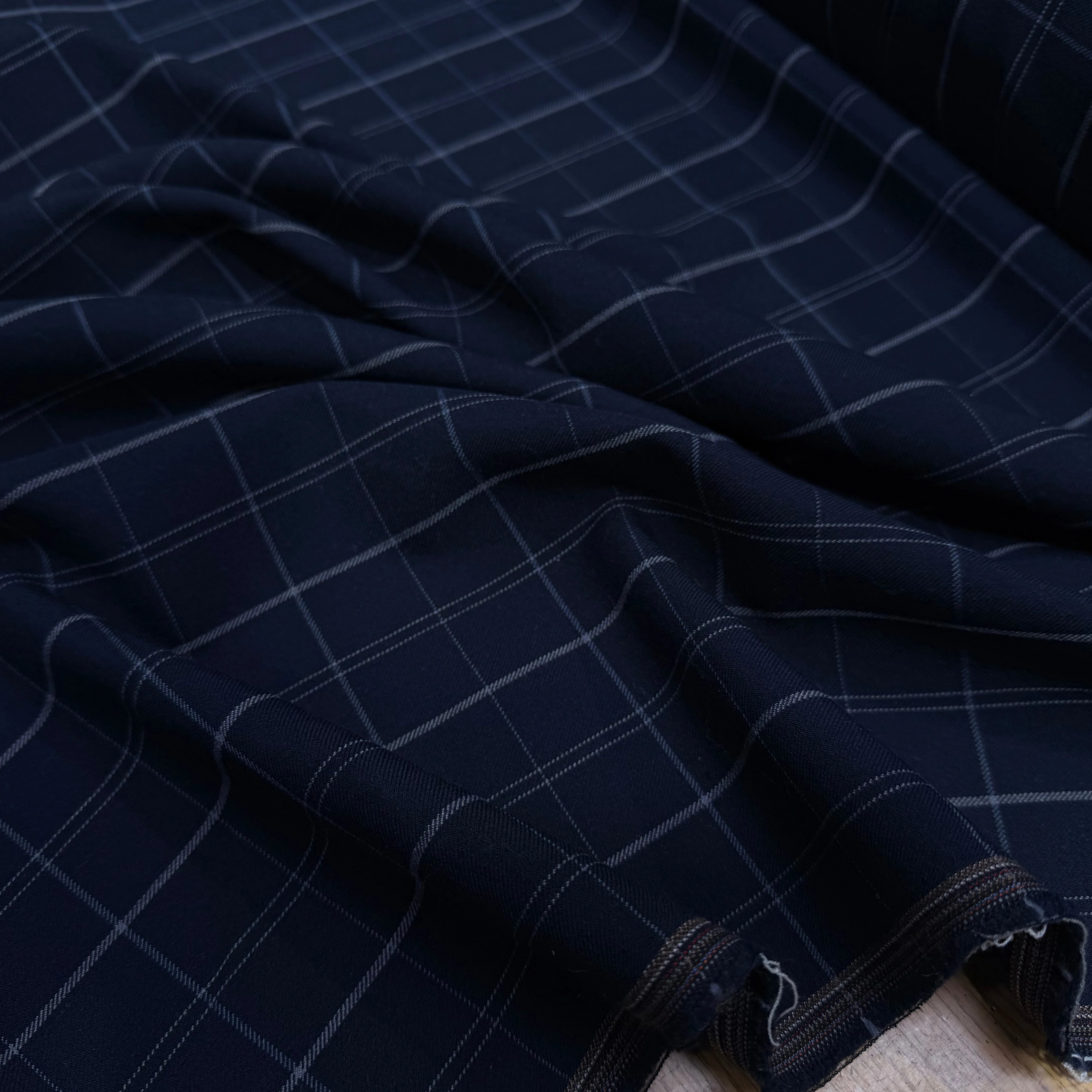 DRAPERIE SERGÉ CARREAUX NAVY - My Little Coupon