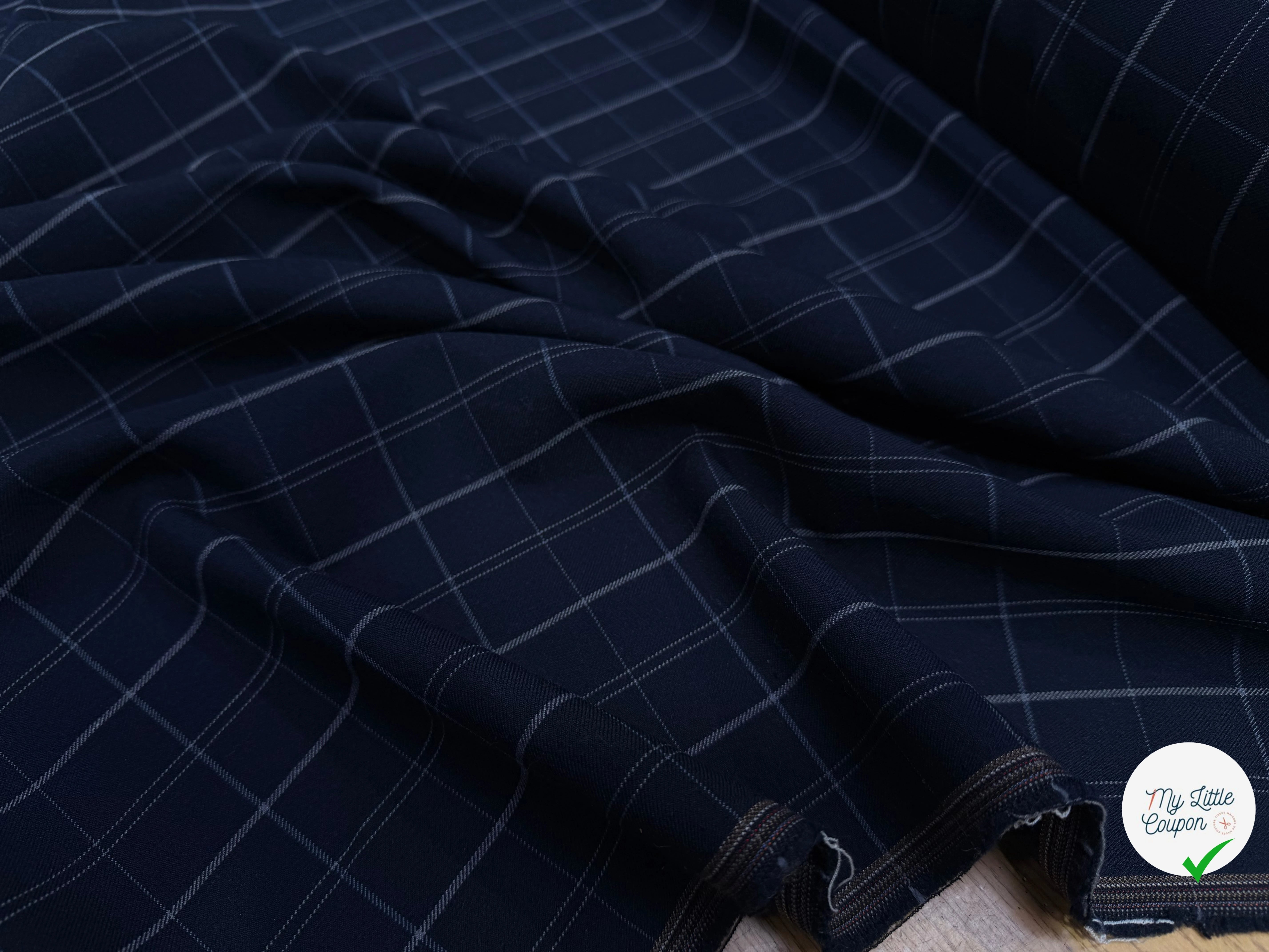 DRAPERIE SERGÉ CARREAUX NAVY - My Little Coupon