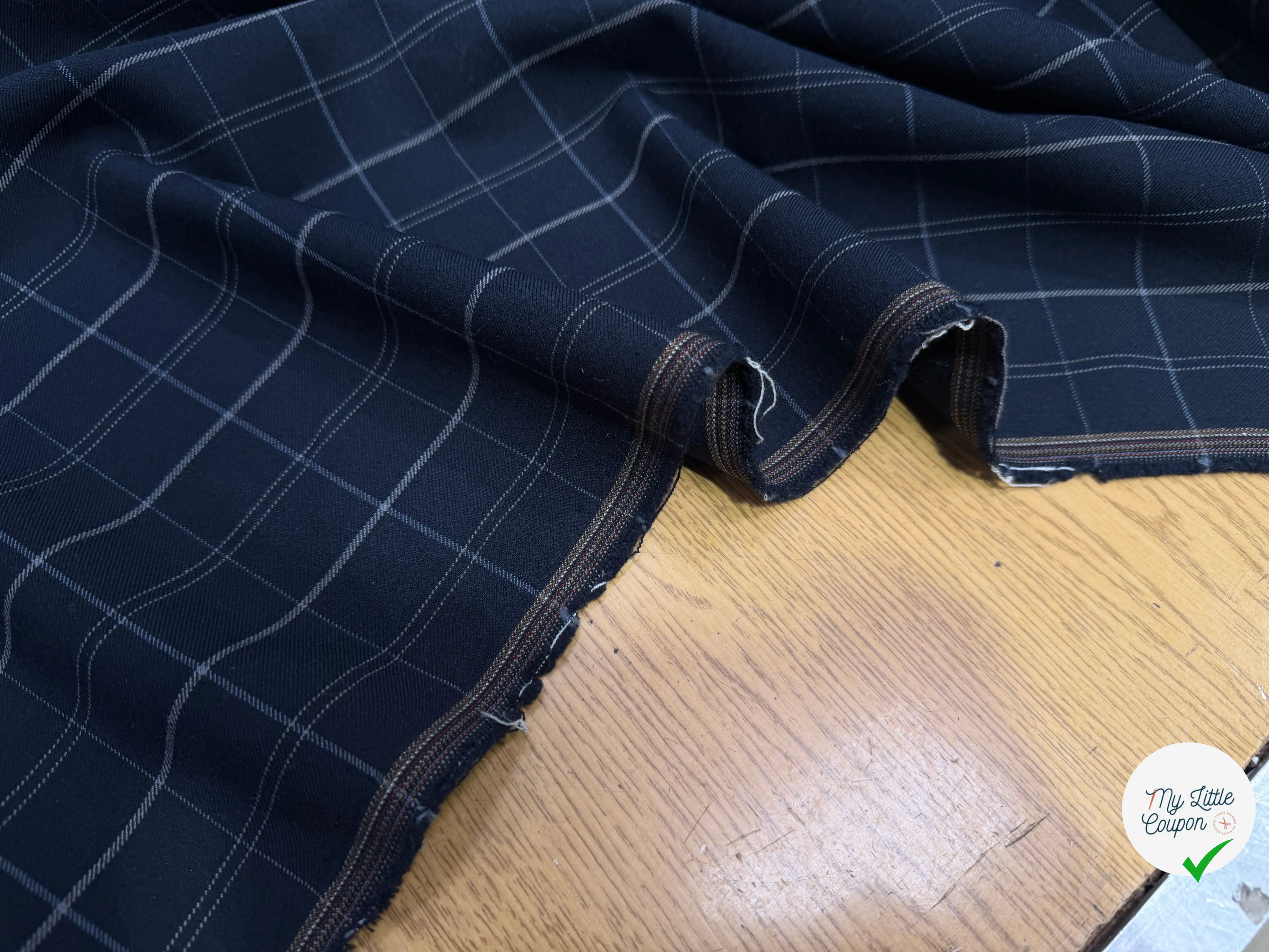 DRAPERIE SERGÉ CARREAUX NAVY - My Little Coupon