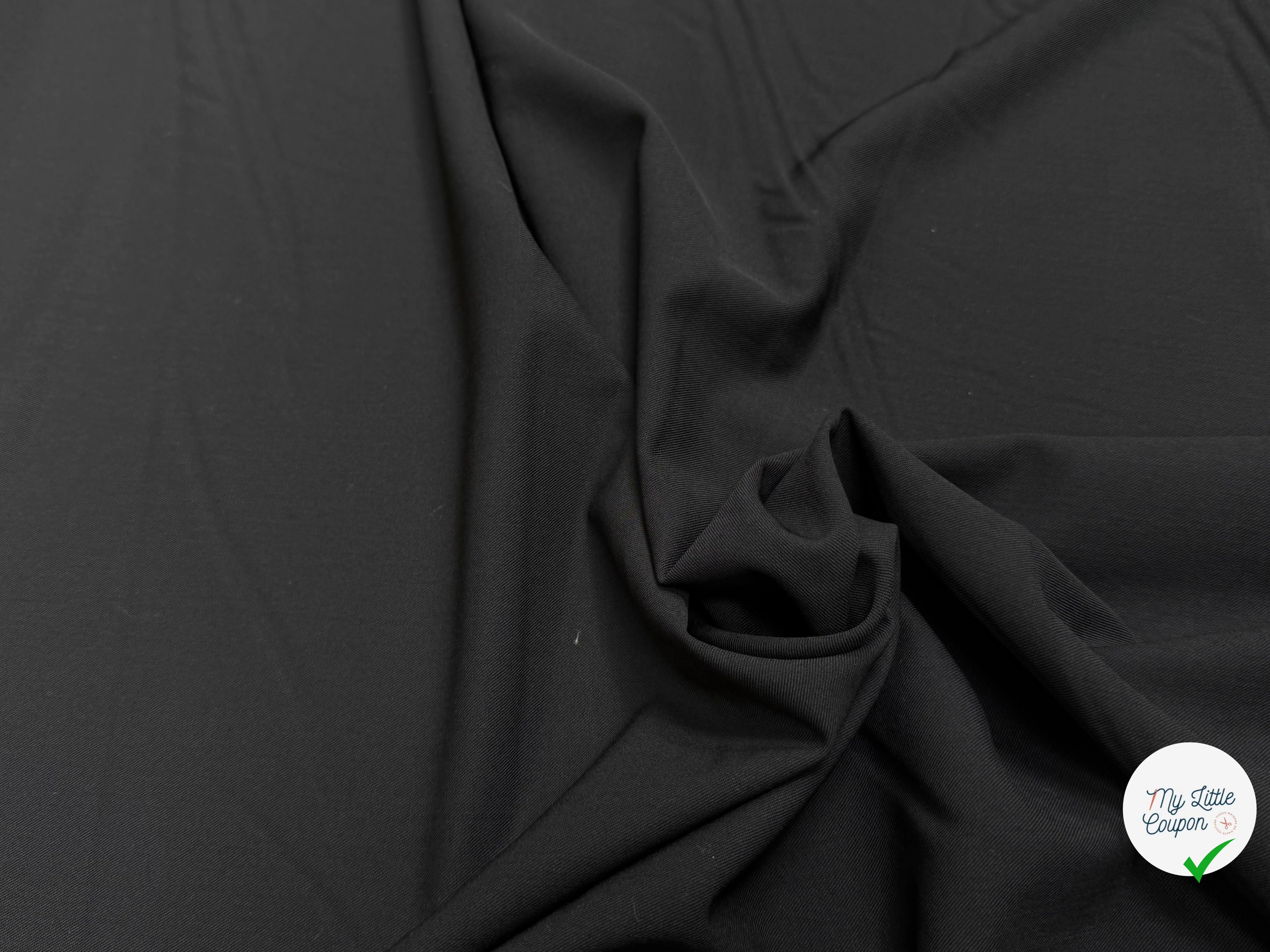 DRAPERIE SERGÉE DE LAINE STRETCH NOIRE BEAU TOMBÉ - My Little Coupon