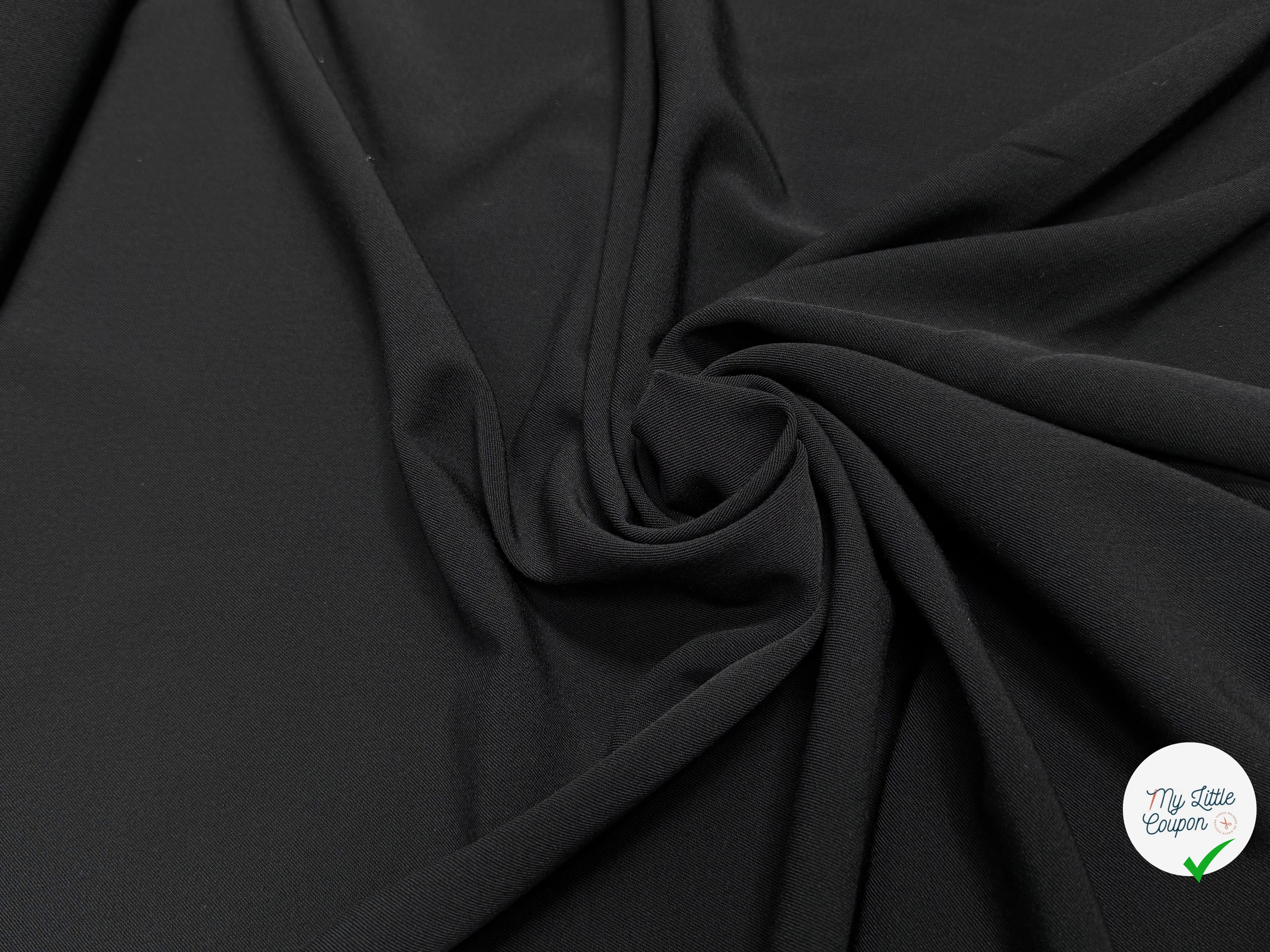 DRAPERIE SERGÉE POLYAINE NOIR 43% LAINE STRETCH - My Little Coupon