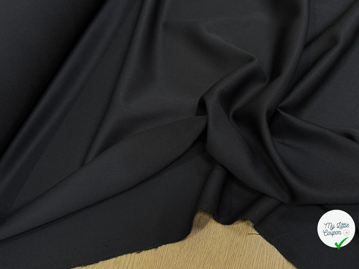 DRAPERIE SERGÉE POLYLAINE NOIR TOMBÉ SOYEUX - My Little Coupon