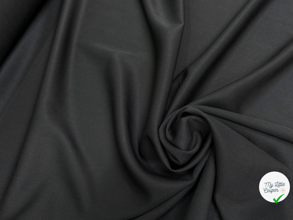 DRAPERIE SERGÉE POLYLAINE NOIR TOMBÉ SOYEUX - My Little Coupon