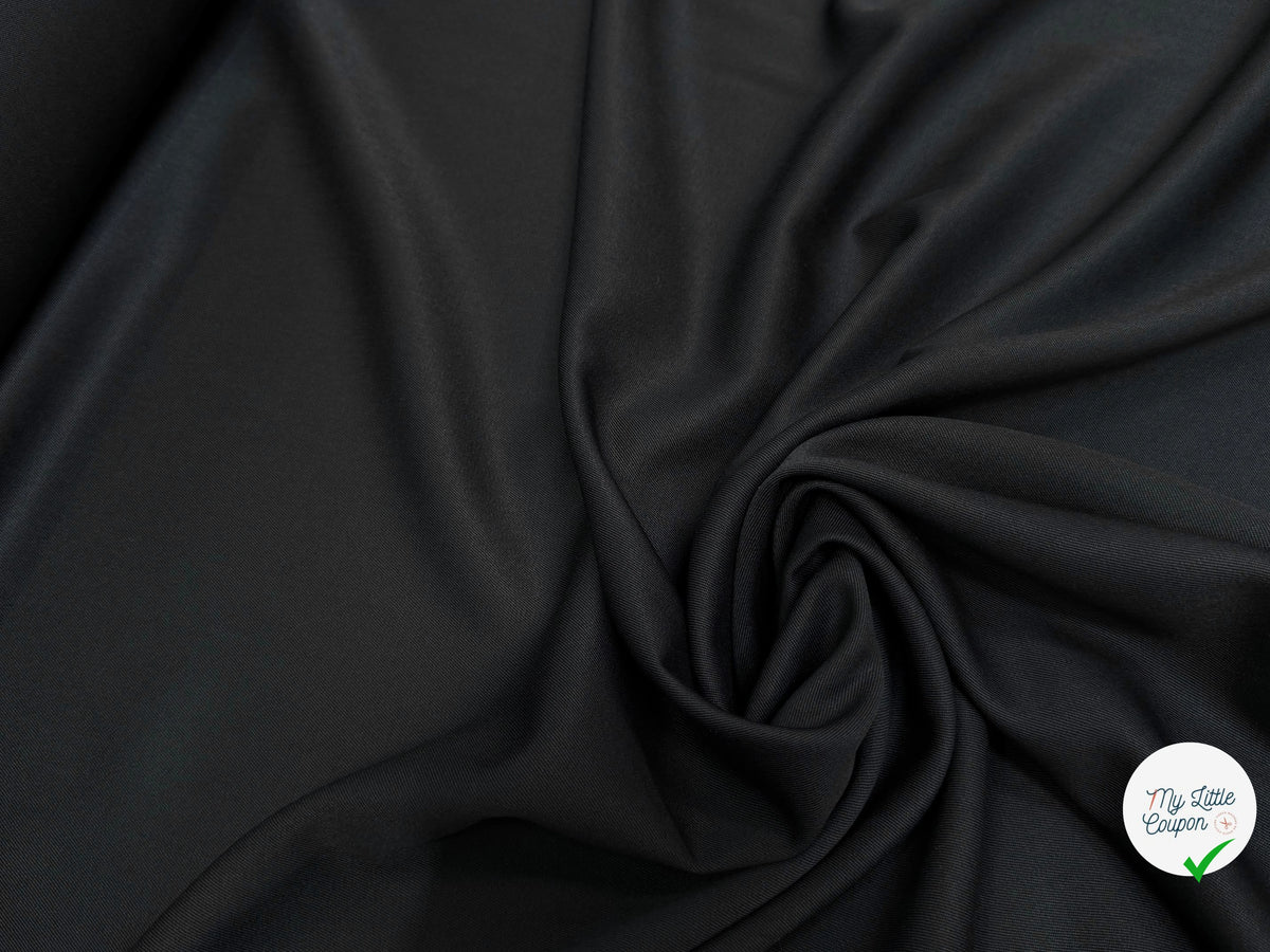 DRAPERIE SERGÉE POLYLAINE NOIR TOMBÉ SOYEUX - My Little Coupon