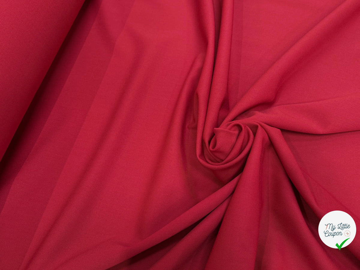 DRAPERIE SERGÉE POLYLAINE STRETCH CERISE NET - My Little Coupon