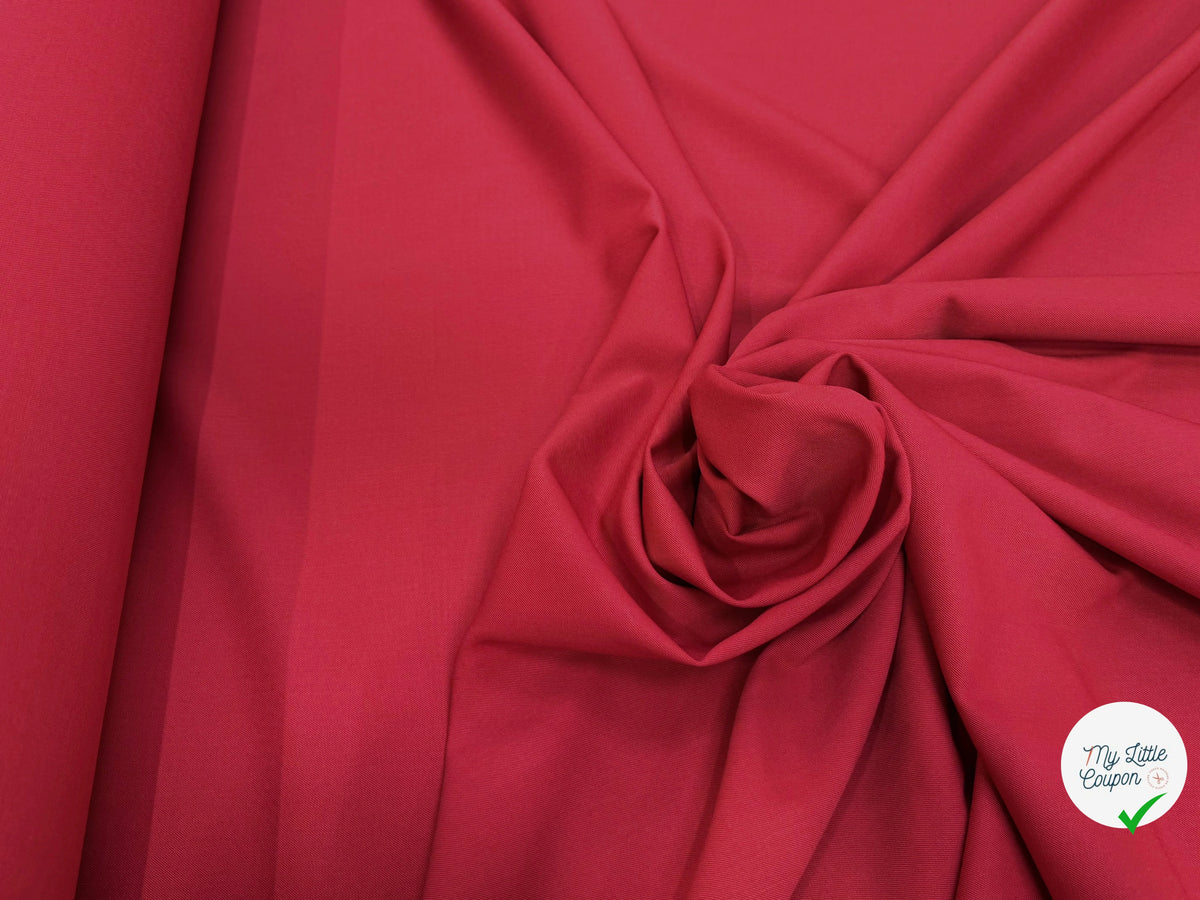 DRAPERIE SERGÉE POLYLAINE STRETCH CERISE NET - My Little Coupon