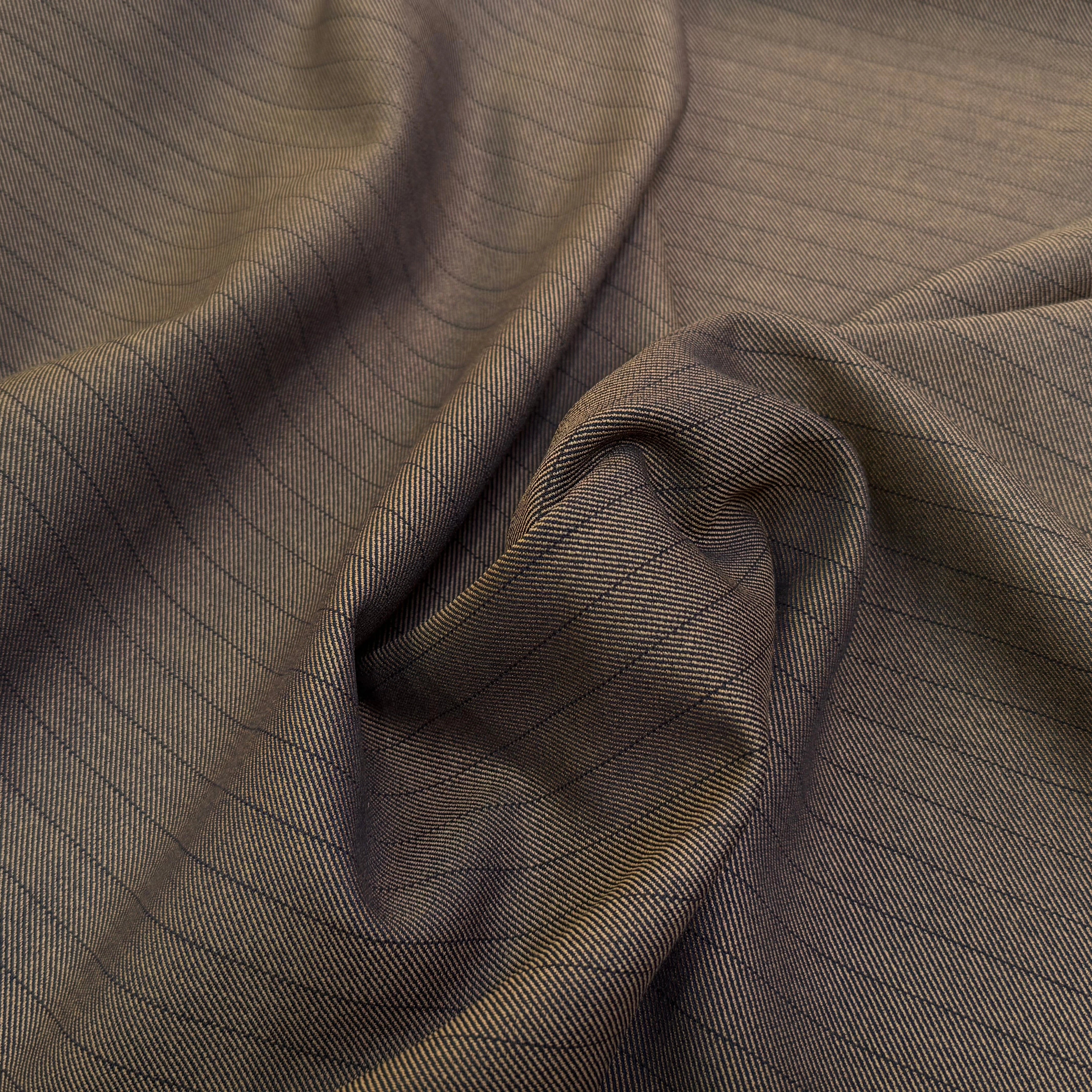 DRAPERIE SERGÉE STRETCH MARRON À RAYURES - My Little Coupon