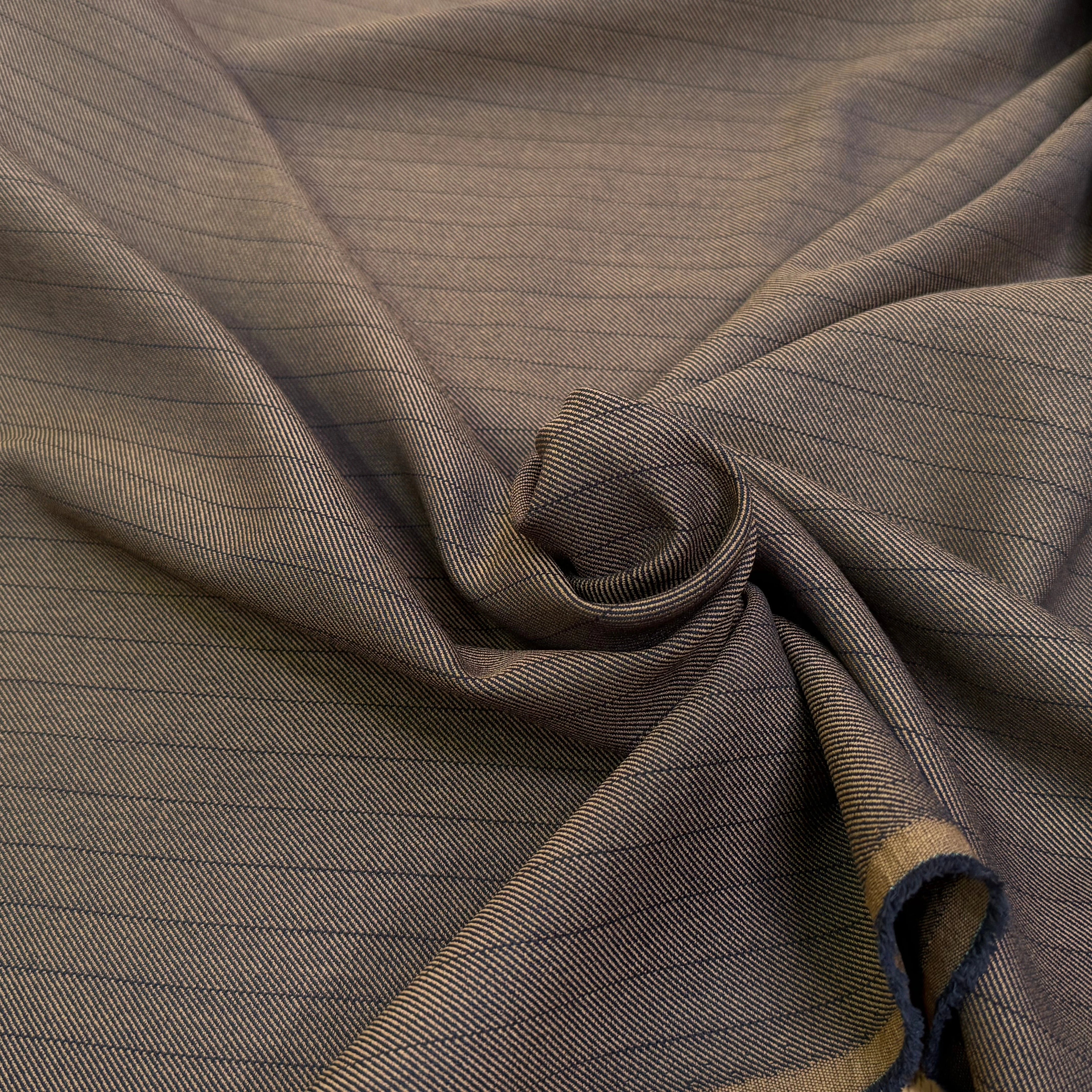 DRAPERIE SERGÉE STRETCH MARRON À RAYURES - My Little Coupon
