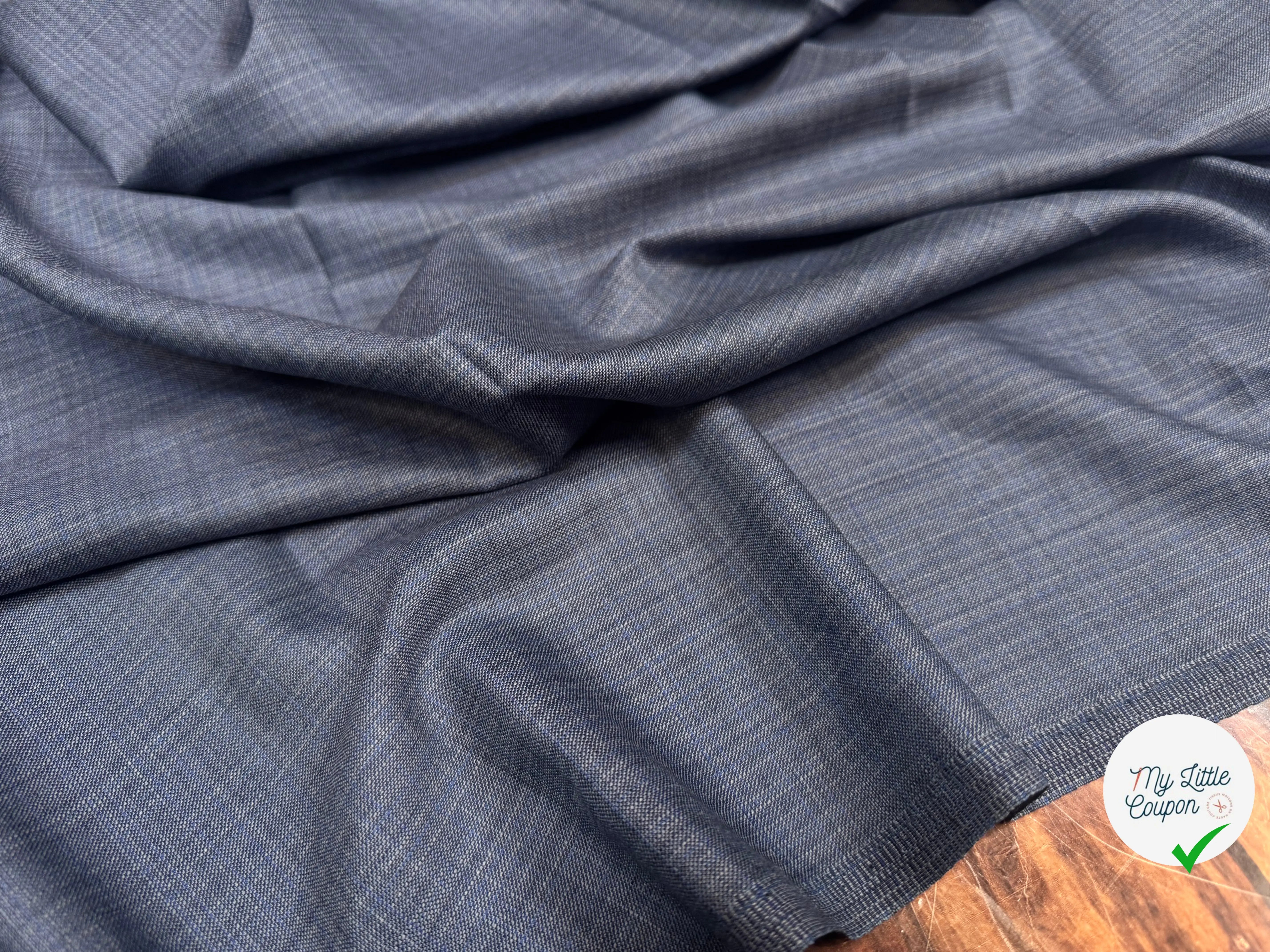 DRAPERIE VITALE BARBERIS 100% LAINE CADET BLUE CHINÉ - My Little Coupon