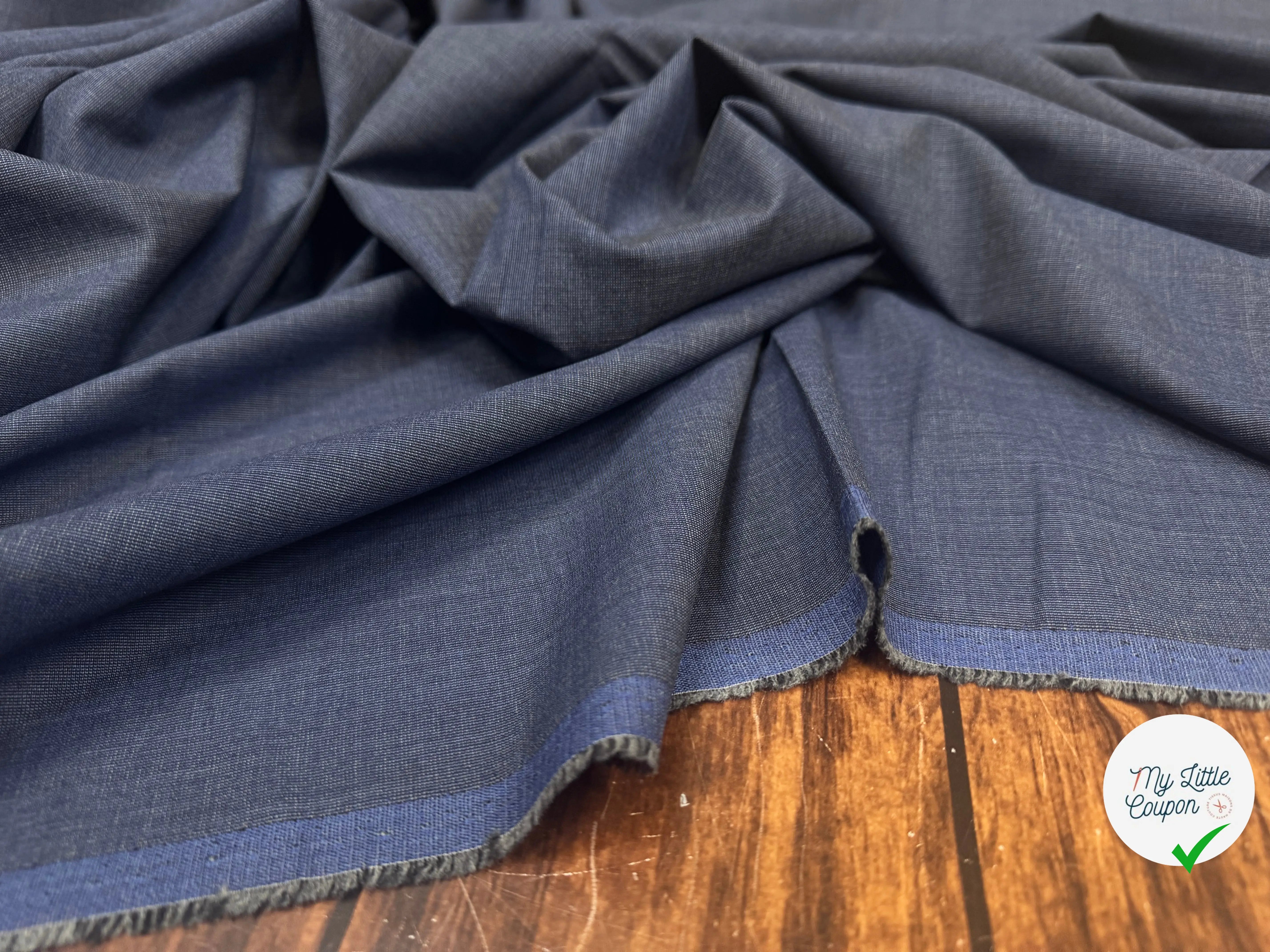 DRAPERIE VITALE BARBERIS 100% LAINE PRINCE SHUTTLE GREY BLUE - My Little Coupon