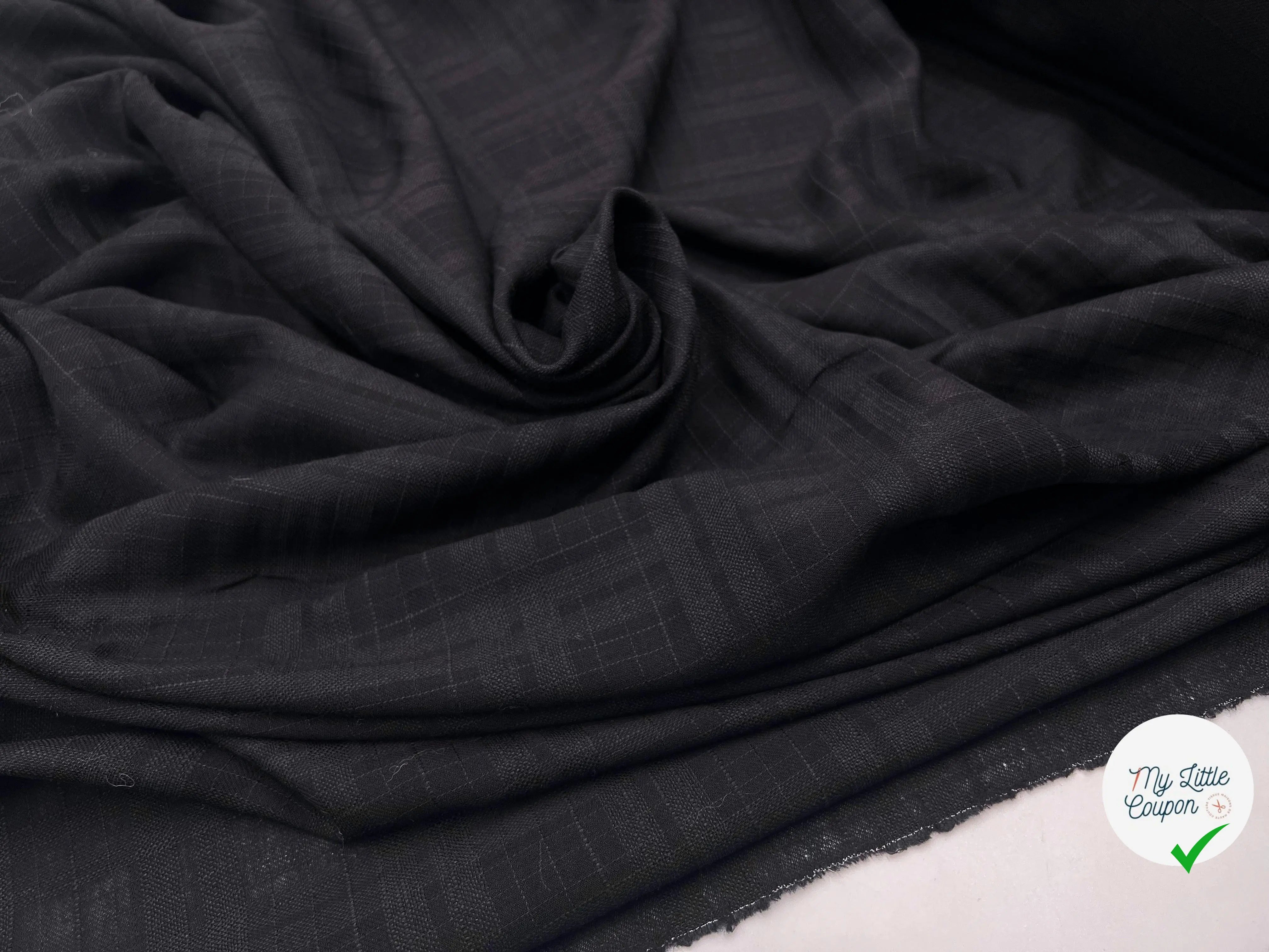 ÉTAMINE DE LAINE FILETÉE CARREAUX NOIR TRÈS CHIC - My Little Coupon - tissu - coudre