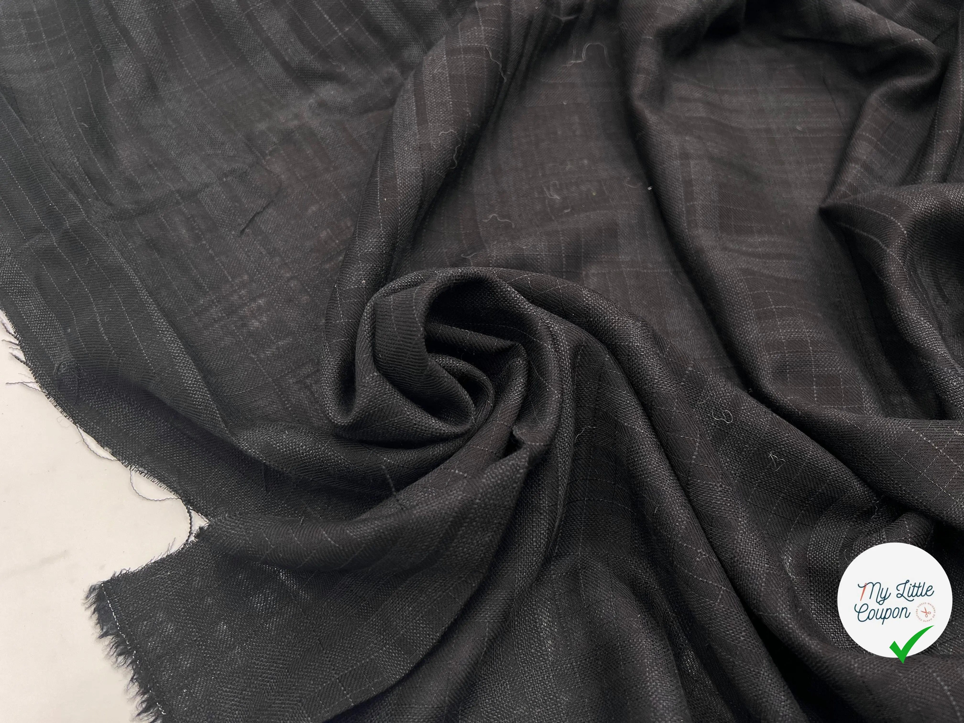 ÉTAMINE DE LAINE FILETÉE CARREAUX NOIR TRÈS CHIC - My Little Coupon - tissu - coudre