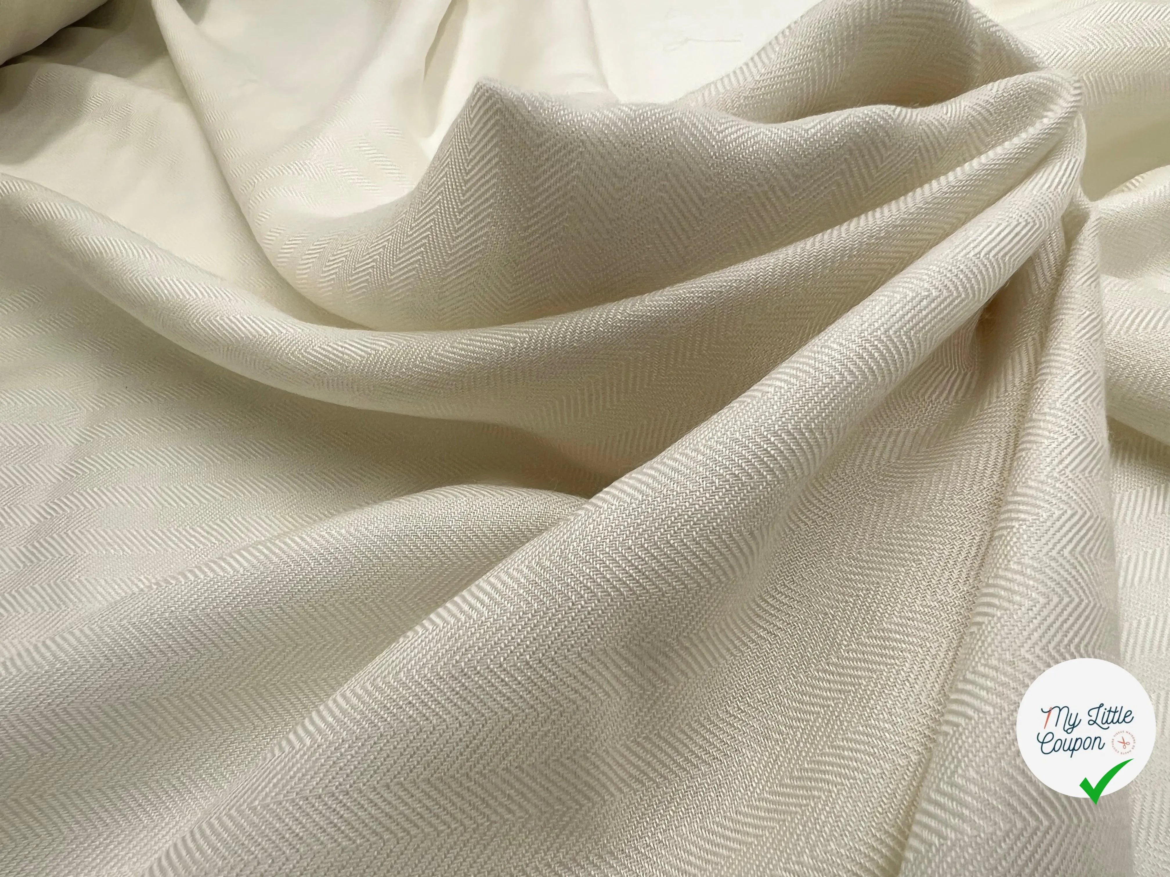 ÉTAMINE DE SOIE FAÇONNÉ CHEVRON ÉCRU - My Little Coupon - tissu - coudre