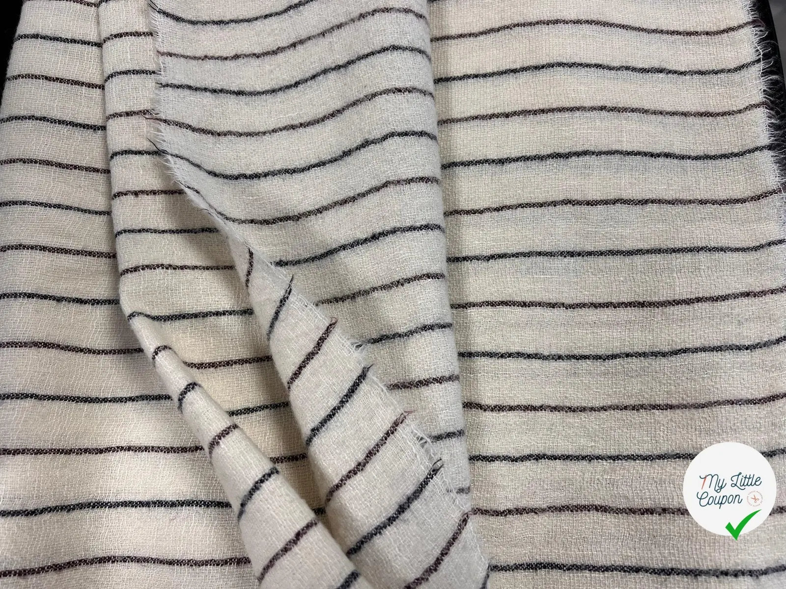 ÉTAMINE ÉPAISSE BISTRIPE BORDEAUX ET NOIR - My Little Coupon - tissu - coudre