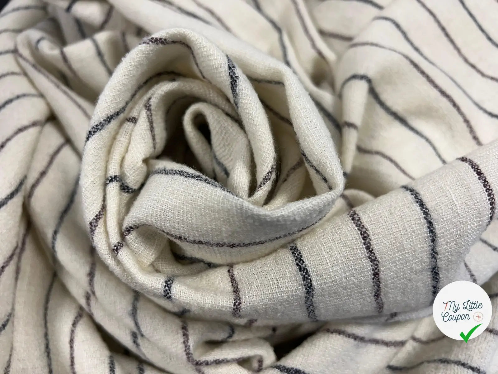 ÉTAMINE ÉPAISSE BISTRIPE BORDEAUX ET NOIR - My Little Coupon - tissu - coudre