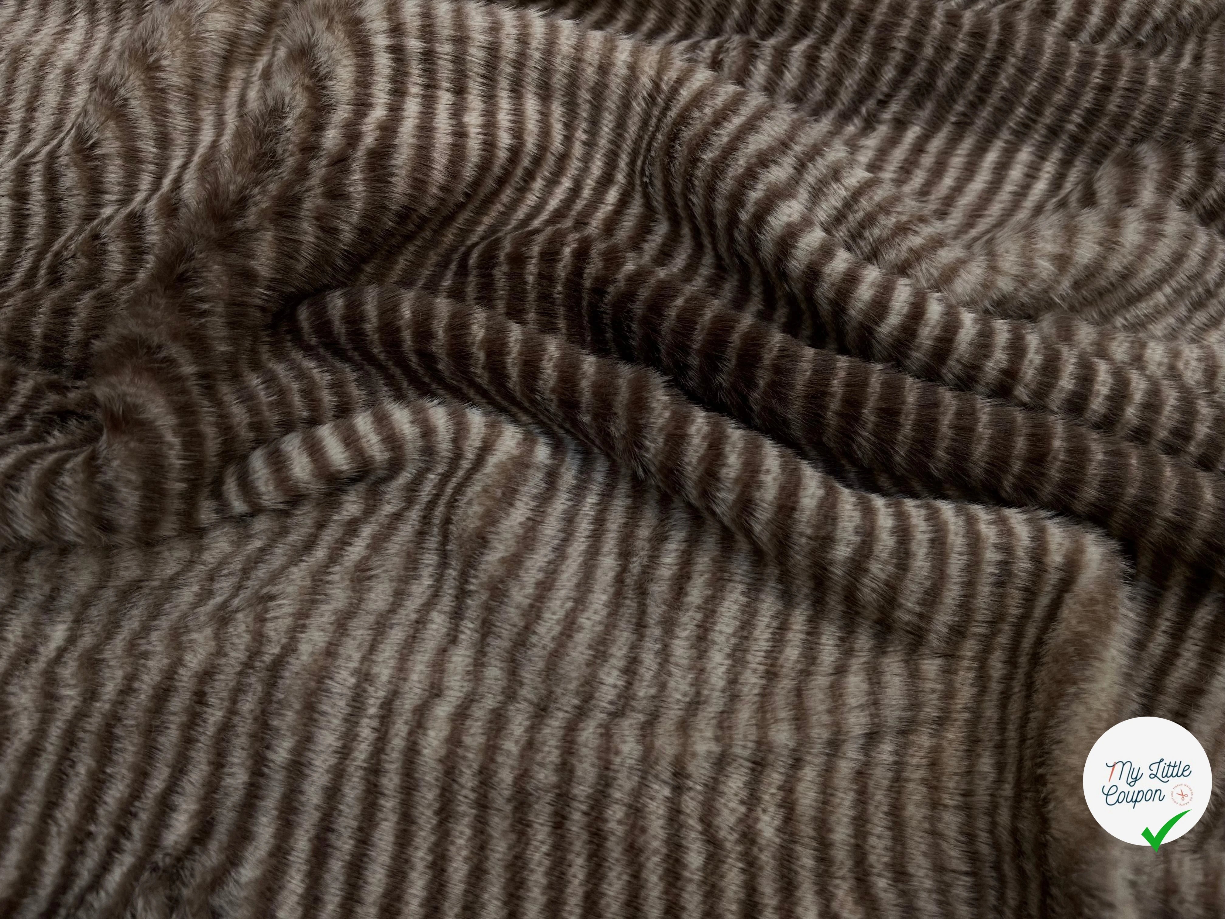 FAUSSE FOURRURE RAYURE MARRON BEIGE - My Little Coupon