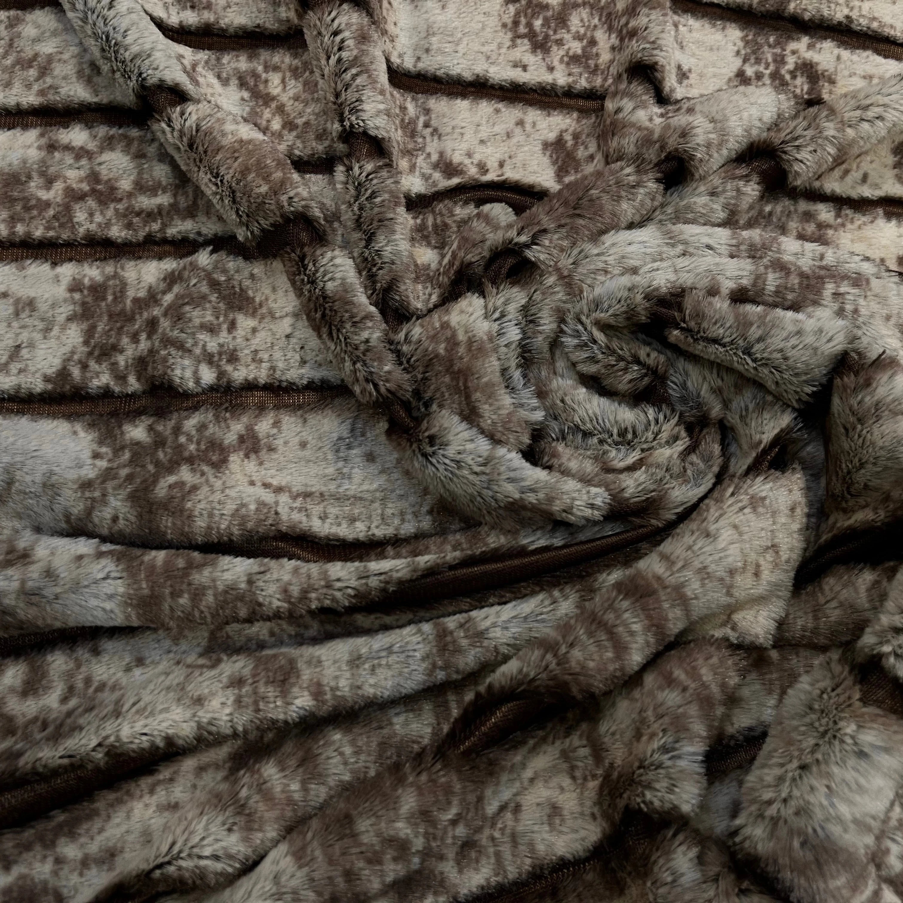 FAUSSE FOURRURE RAYURE MARRON ET BEIGE FONCÉ - My Little Coupon