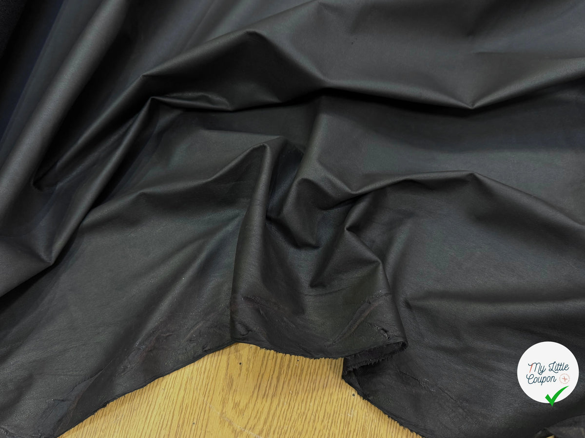 FAUX CUIR EXTENSIBLE NOIR EFFET HUILÉ - My Little Coupon