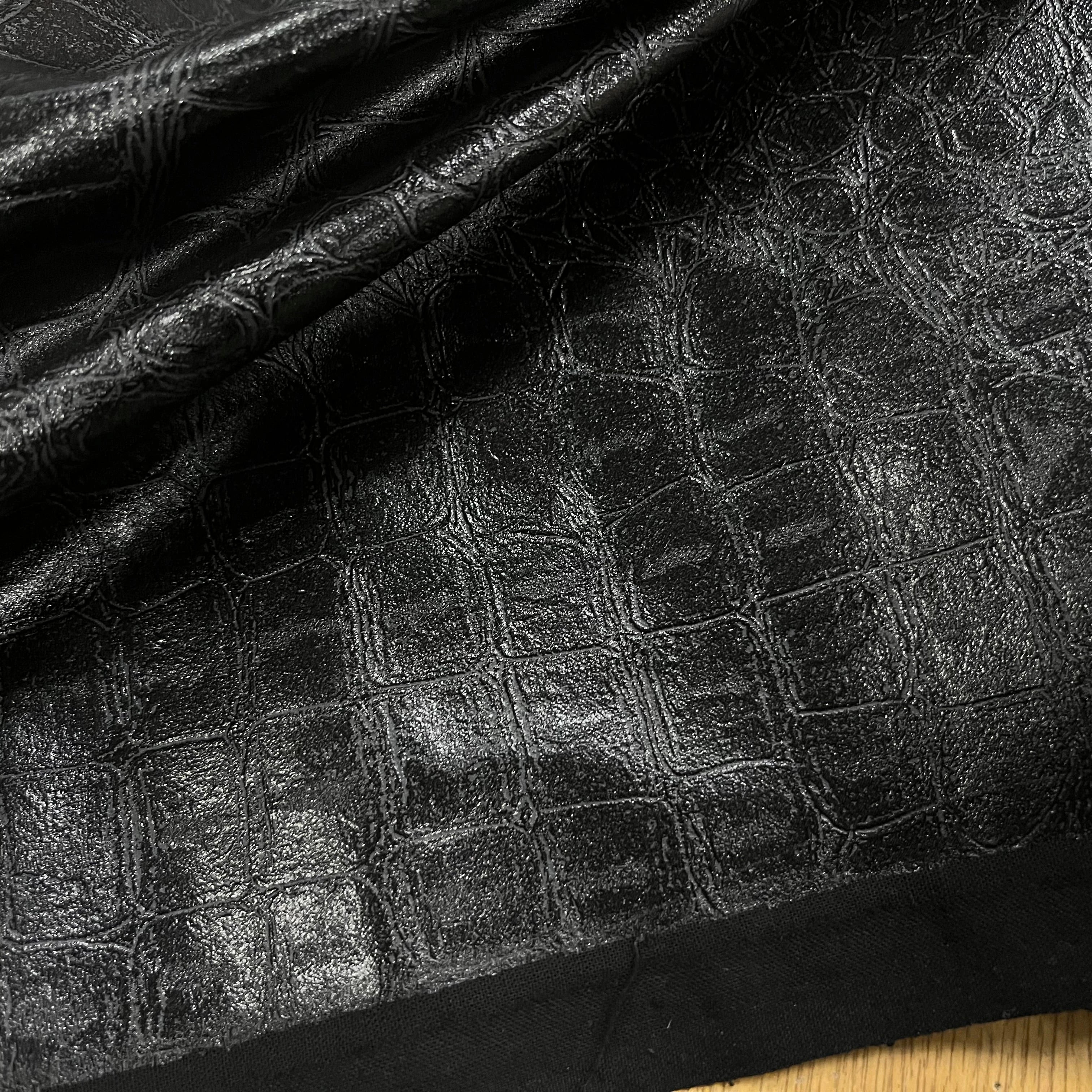 FAUX CUIR PEAU DE CROCODILLE NOIR - My Little Coupon