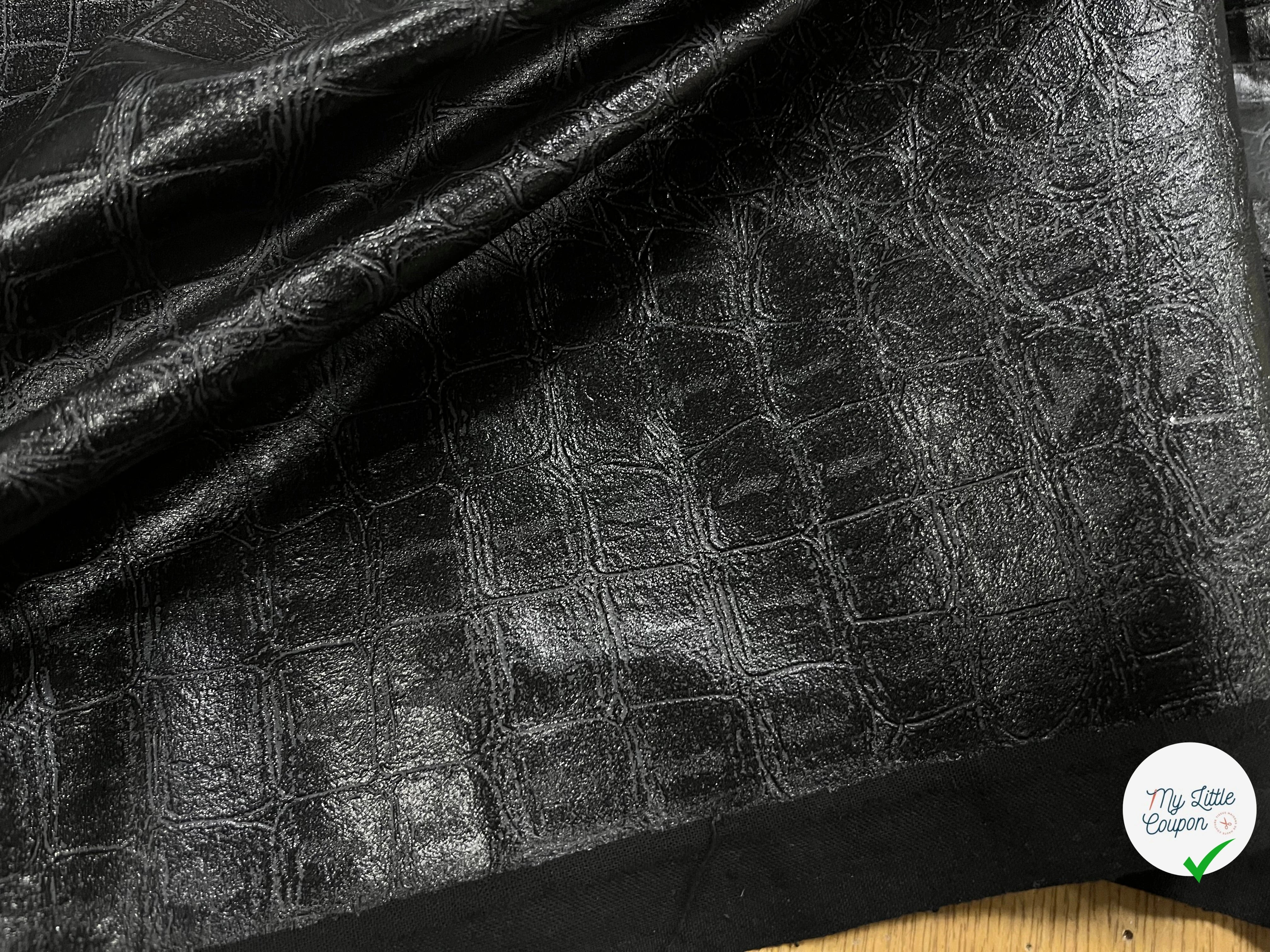 FAUX CUIR PEAU DE CROCODILLE NOIR - My Little Coupon