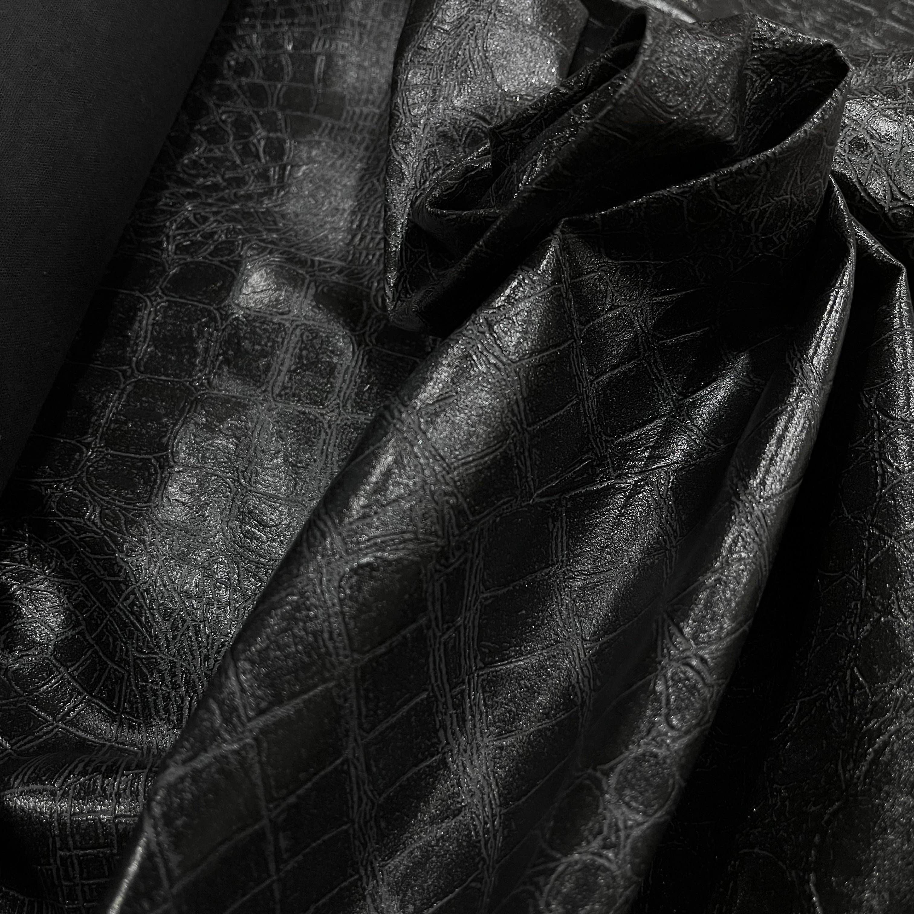 FAUX CUIR PEAU DE CROCODILLE NOIR - My Little Coupon