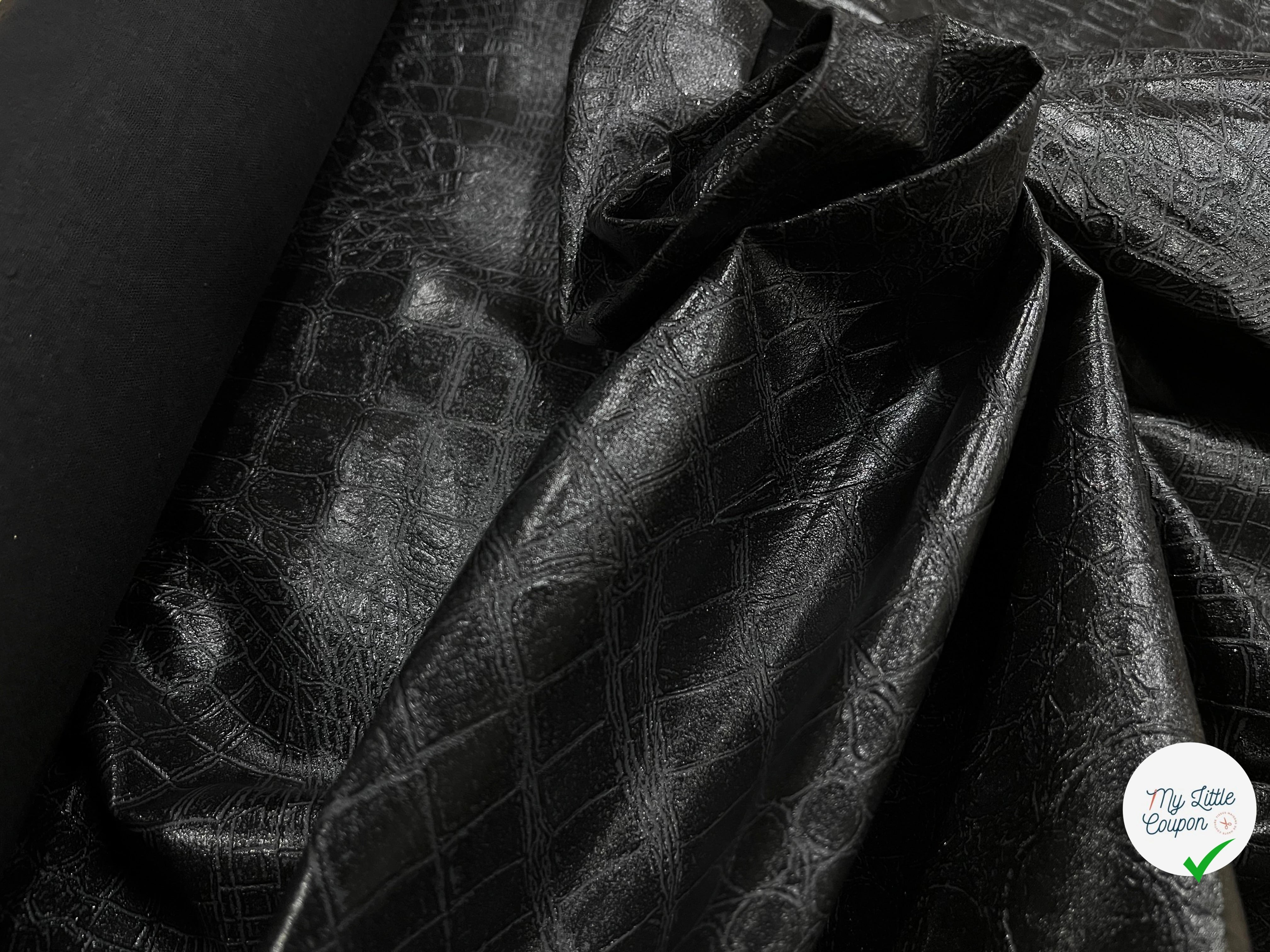 FAUX CUIR PEAU DE CROCODILLE NOIR - My Little Coupon