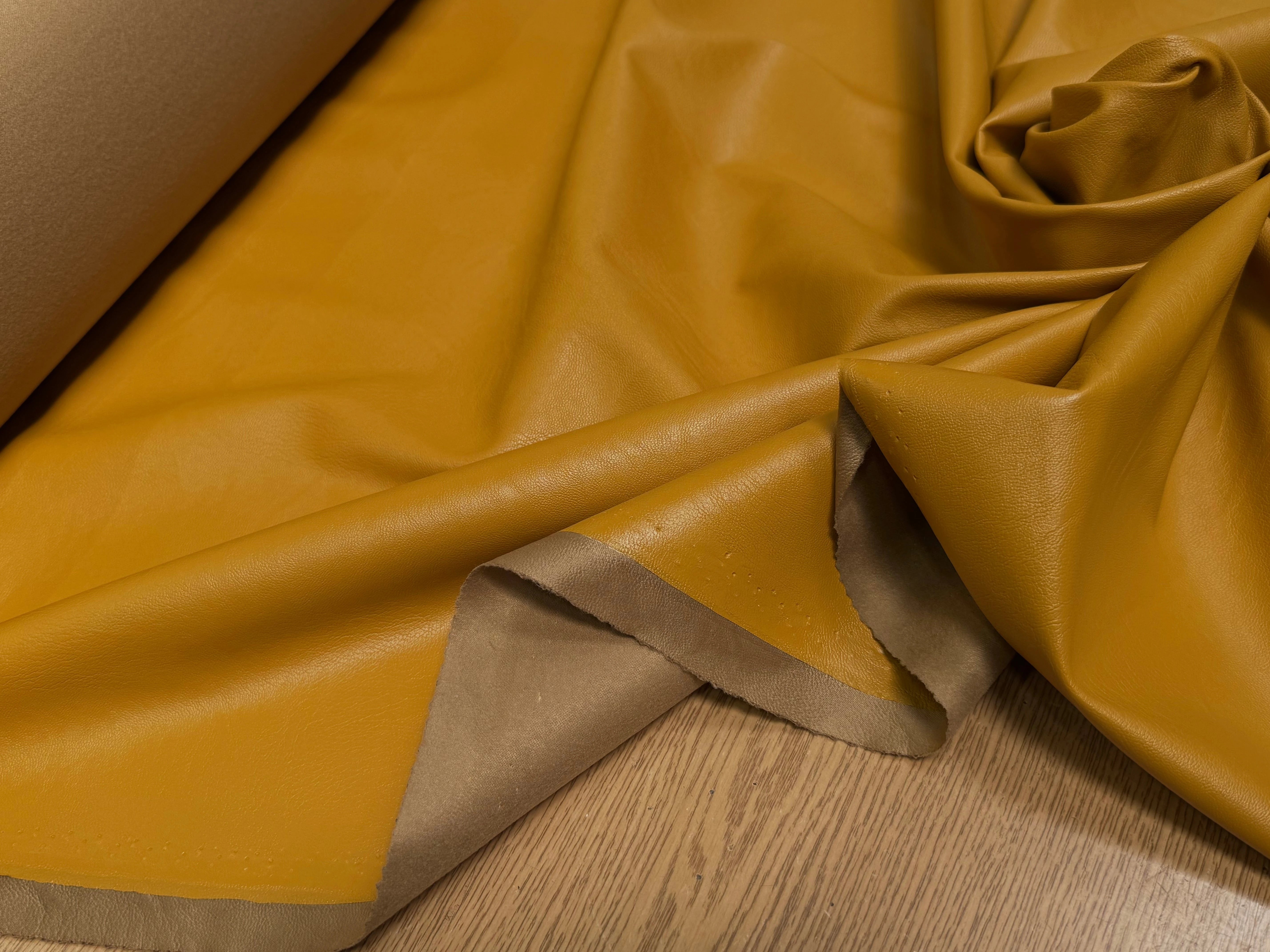 FAUX CUIR SOUPLE MOUTARDE STRETCH - My Little Coupon