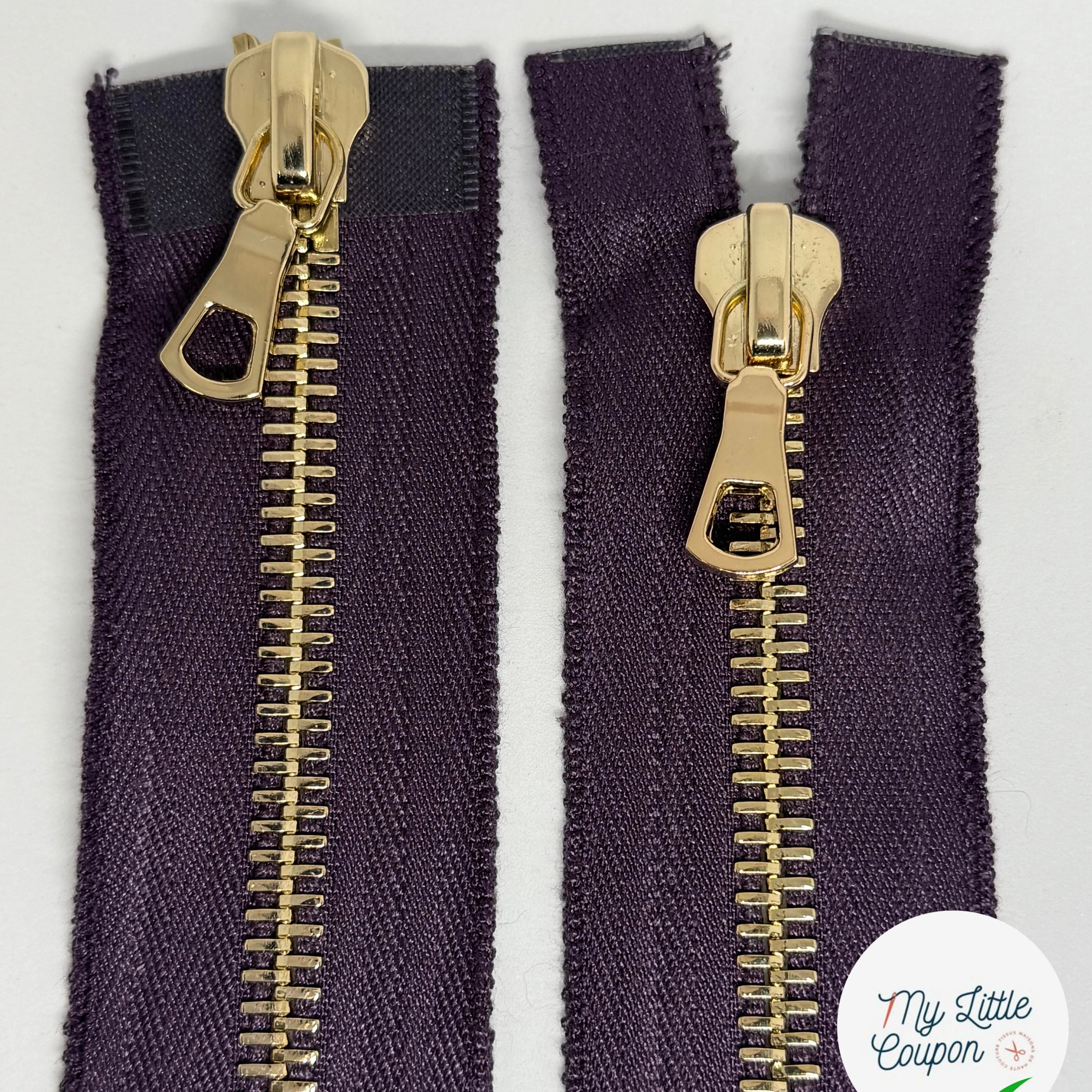 FERMETURE 2 CURSEURS NON REVERSIBLE VIOLET AUBERGINE 90CM - My Little Coupon