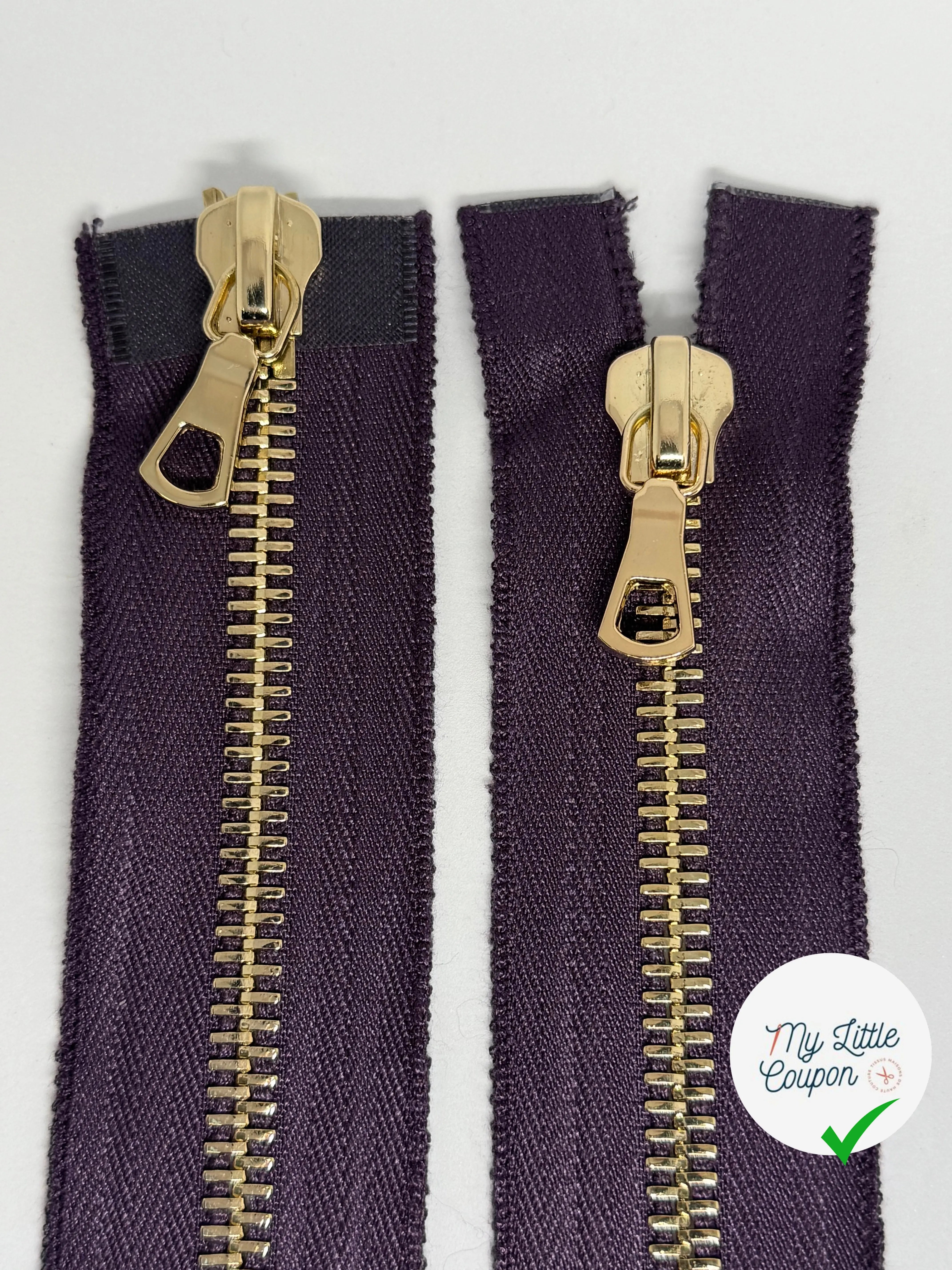 FERMETURE 2 CURSEURS NON REVERSIBLE VIOLET AUBERGINE 90CM - My Little Coupon